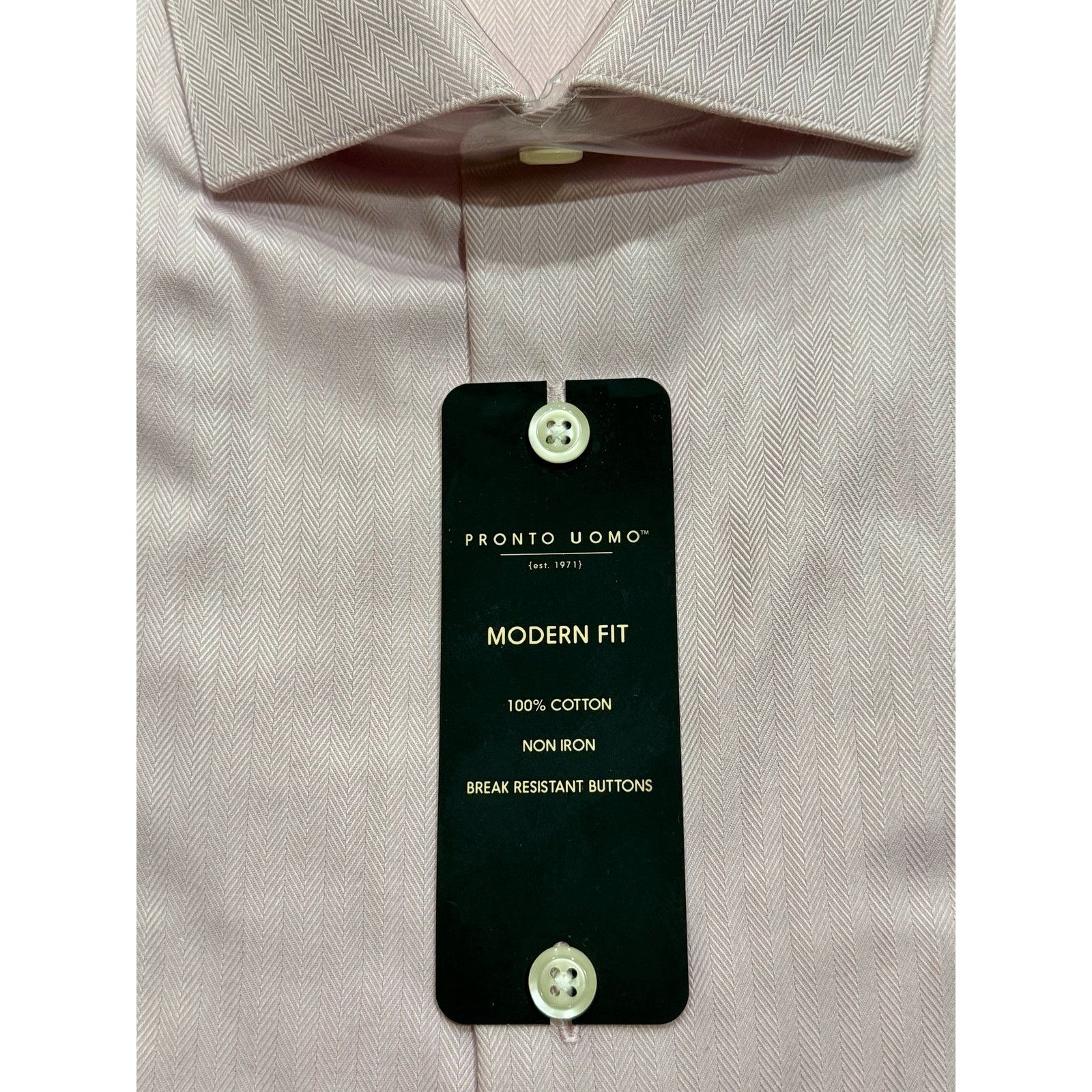 Pronto Uomo Pronto Uomo 18 34/35 Modern Fit Dress Shirt Non Iron NWT Size US XL / EU 56 / 4 - 4 Thumbnail