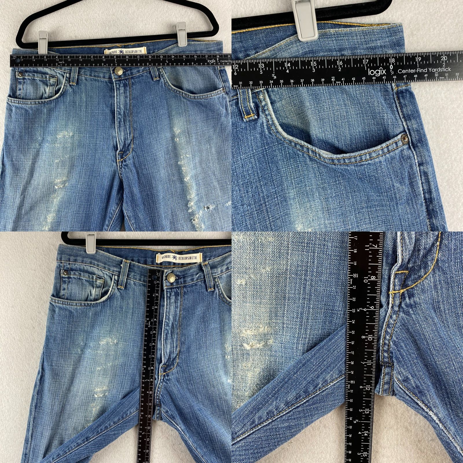 Denime VINTAGE Agave Jeans Mens 36 Blue Relaxed Straight Distressed Denim Dark Size US 36 / EU 52 - 8 Thumbnail