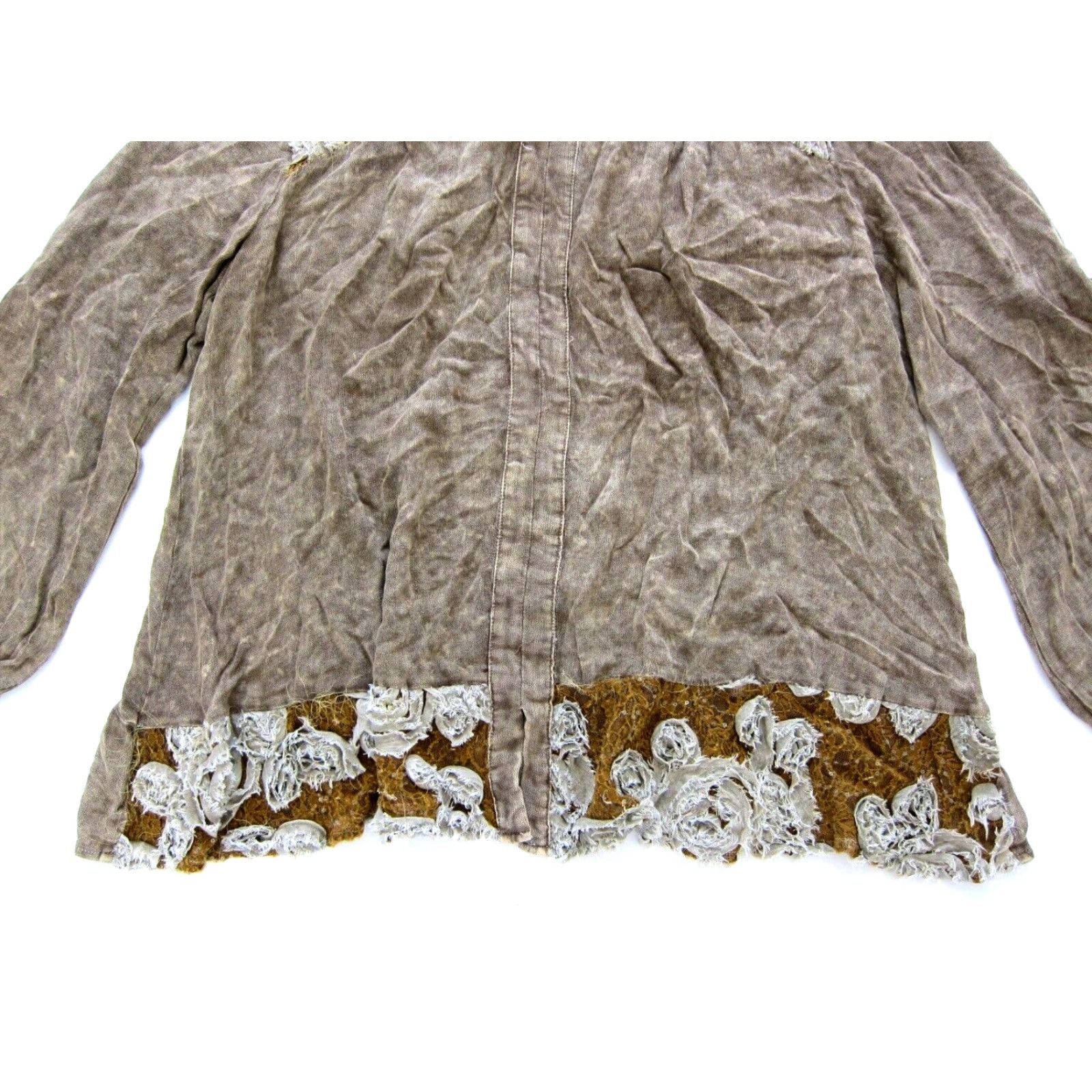 Vintage Radzoli 100% Rayon Brown Long Sleeve Floral Tunic Peasant Blouse Top Woman XL Size XL / US 12-14 / IT 48-50 - 6 Thumbnail