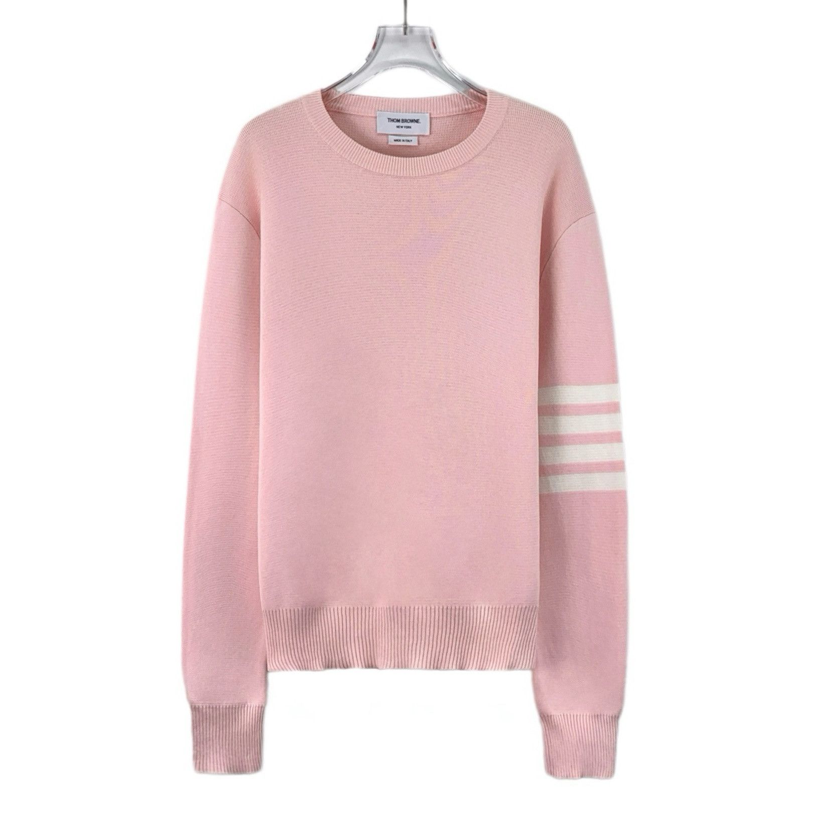 Thom Browne Thom Browne Four-Bar Cotton Sweater Pink (2) Size US M / EU 48-50 / 2 - 1 Thumbnail