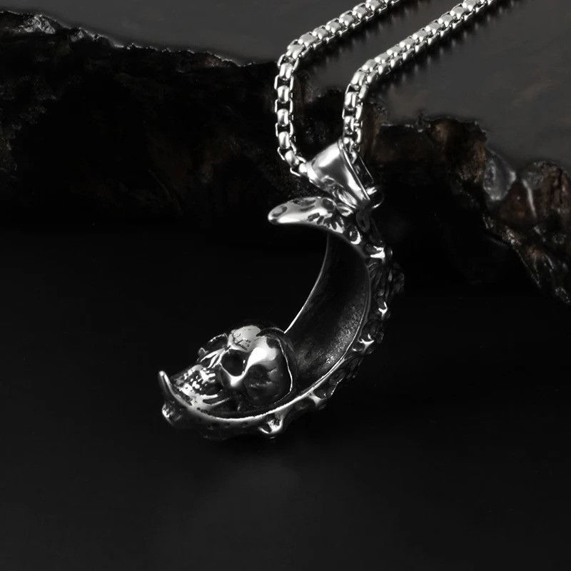 Jewelry Moon Skull Pendant Necklace 2025 Size ONE SIZE - 1 Thumbnail