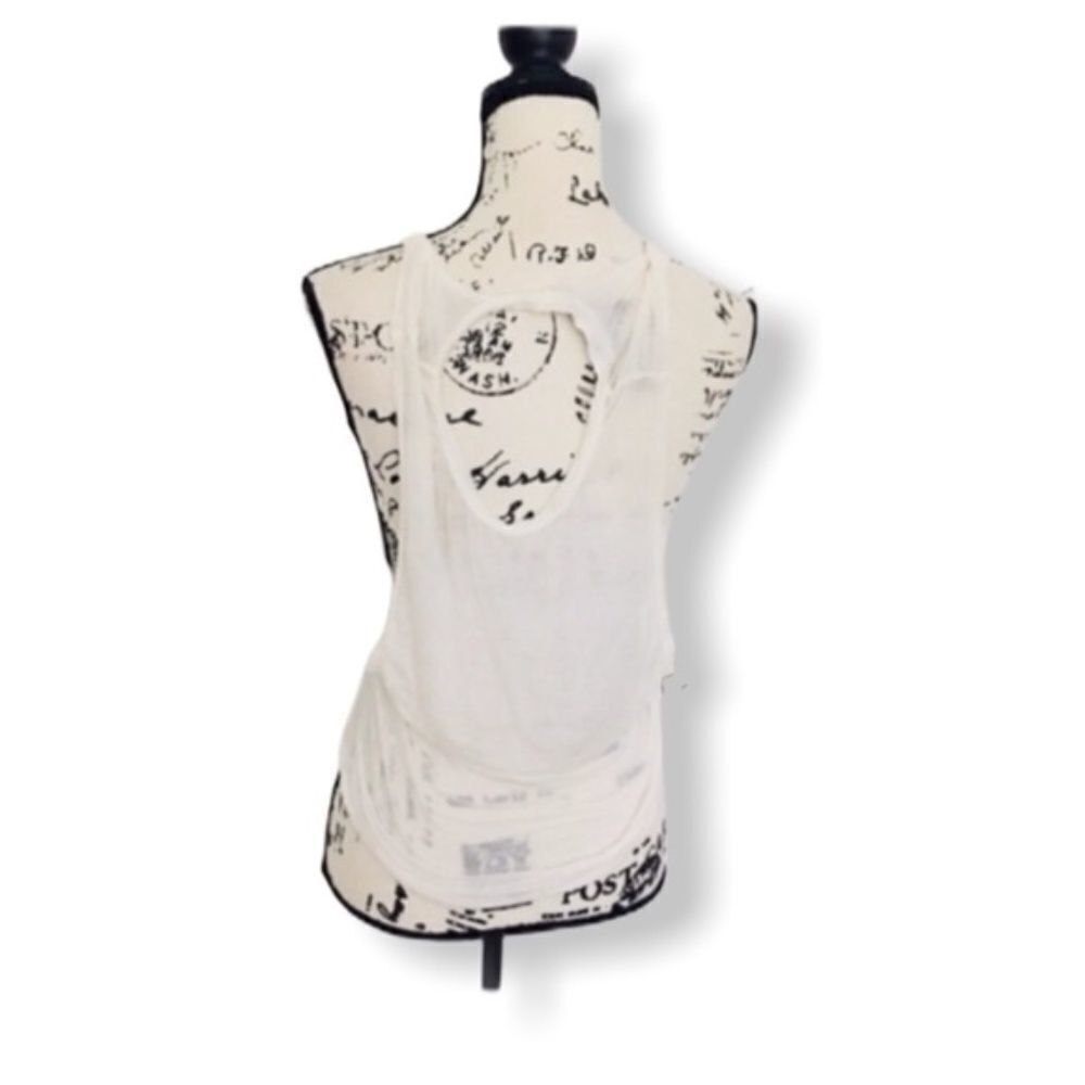 Brandy Melville Brandy Melville White Tank Top OS Keyhole Back Semi Sheer Bu Size ONE SIZE - 3 Thumbnail