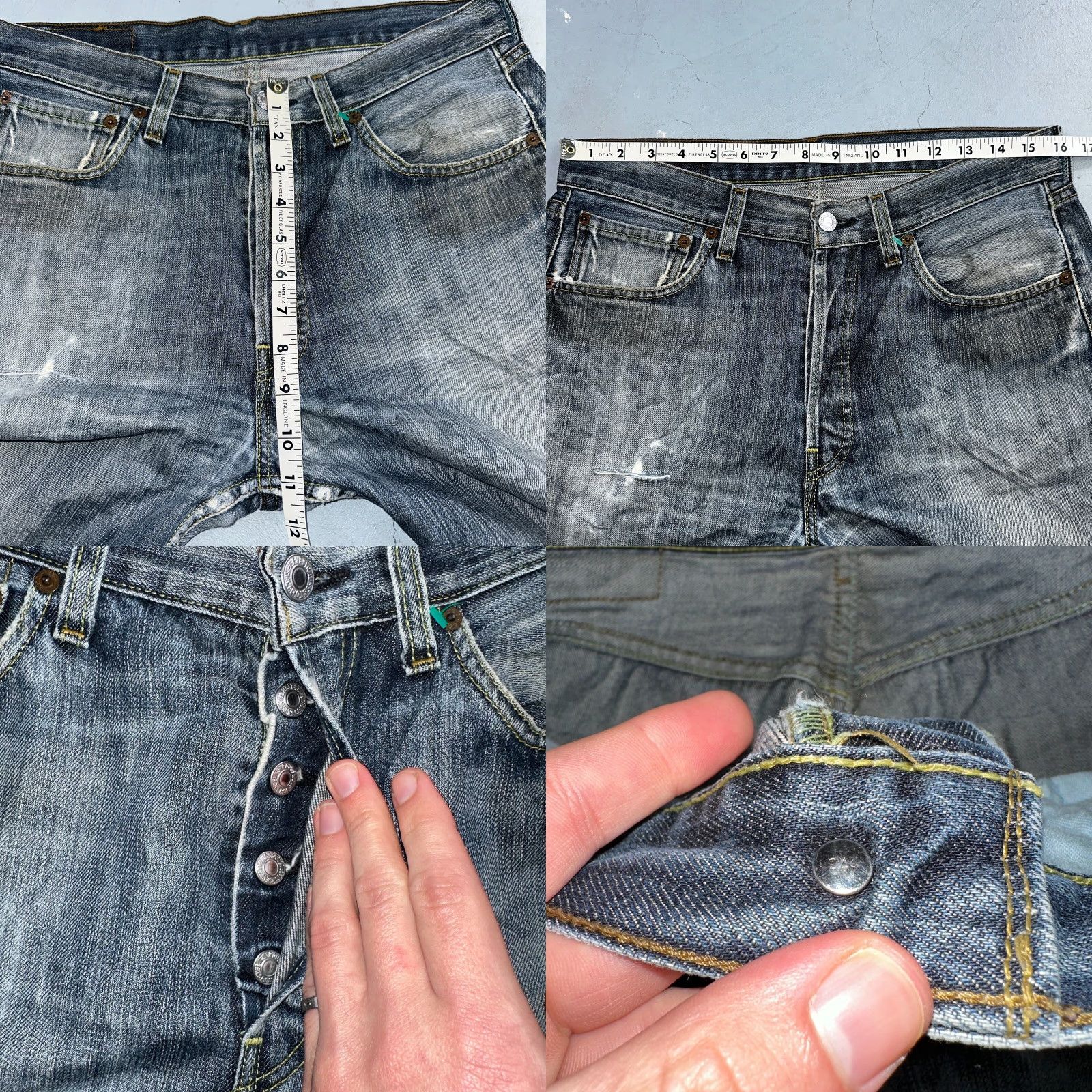 Levi's VINTAGE Levi's 501 Jeans Men Straight 33x30 Blue Med Wash 90s 501 Series Denim Cotton Size US 33 - 8 Thumbnail