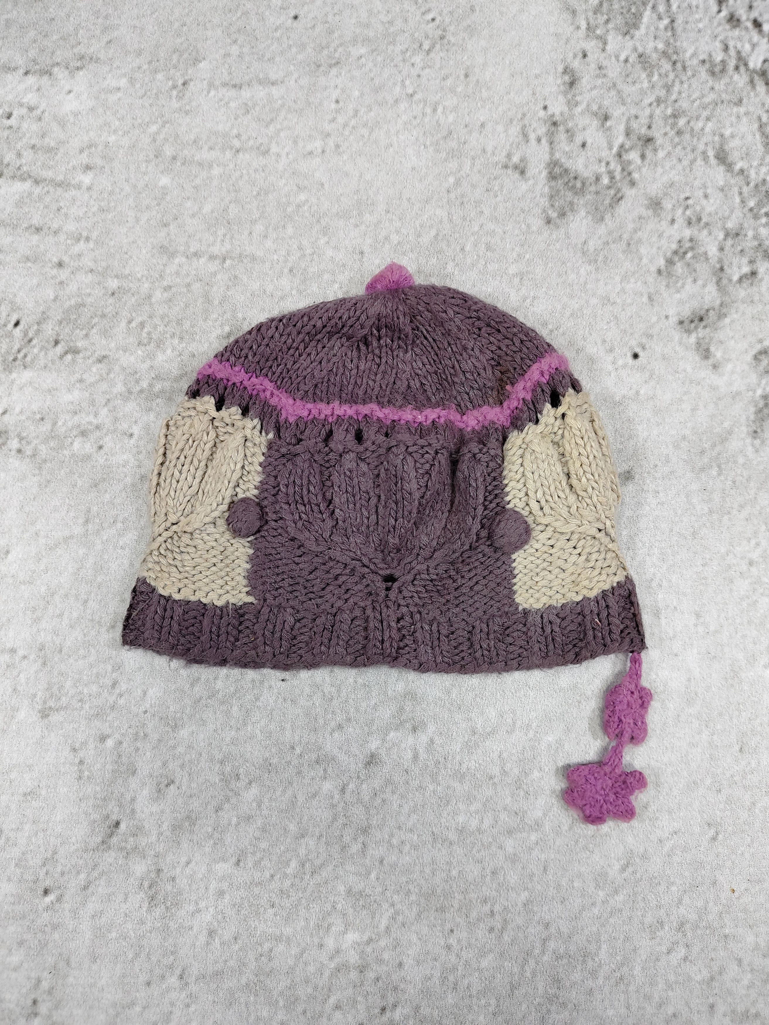 CABANE de ZUCCa 2000s Zucca🇯🇵 Chunky Floral Cozy Mori Girl Knit Beanie Hat Size ONE SIZE - 3 Thumbnail