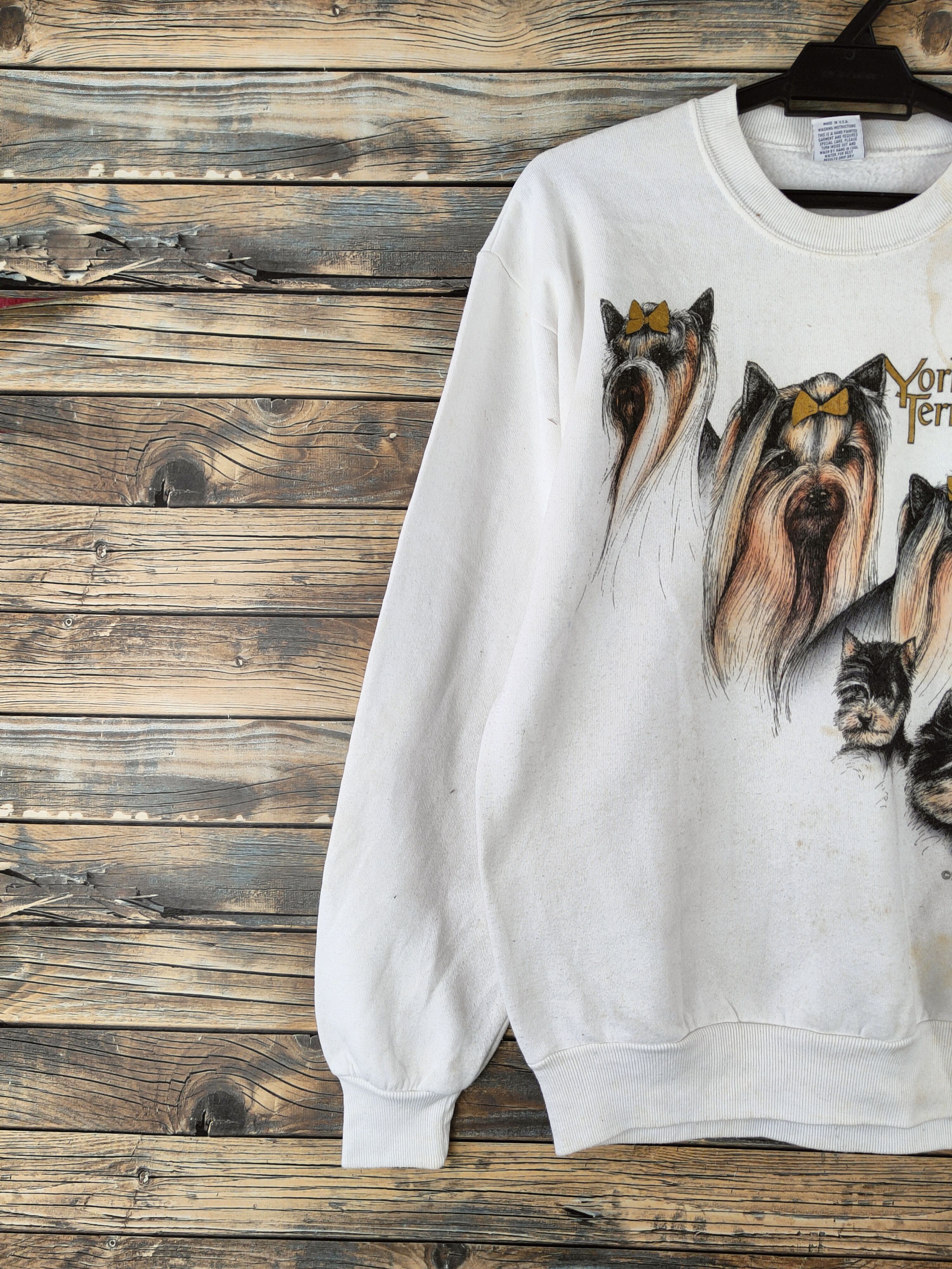 Japanese Brand Vintage Big Print 🔥 Laura Rogers White Dogs Sweatshirt Size M / US 6-8 / IT 42-44 - 4 Thumbnail