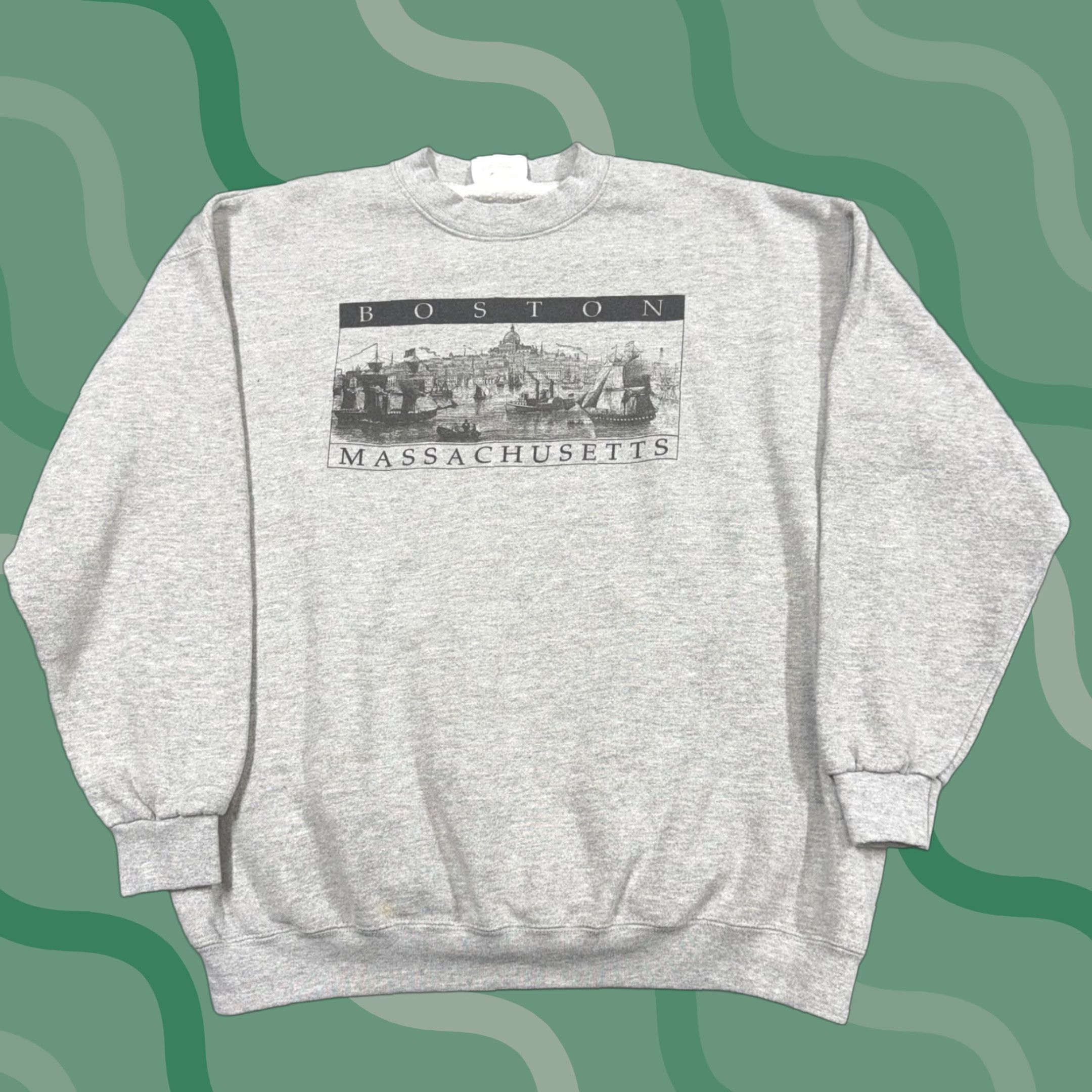 Lee VINTAGE Lee Sweatshirt Mens XL Gray Boston Massachusetts Fleece Crewneck USA 90s Size US XL / EU 56 / 4 - 1 Thumbnail