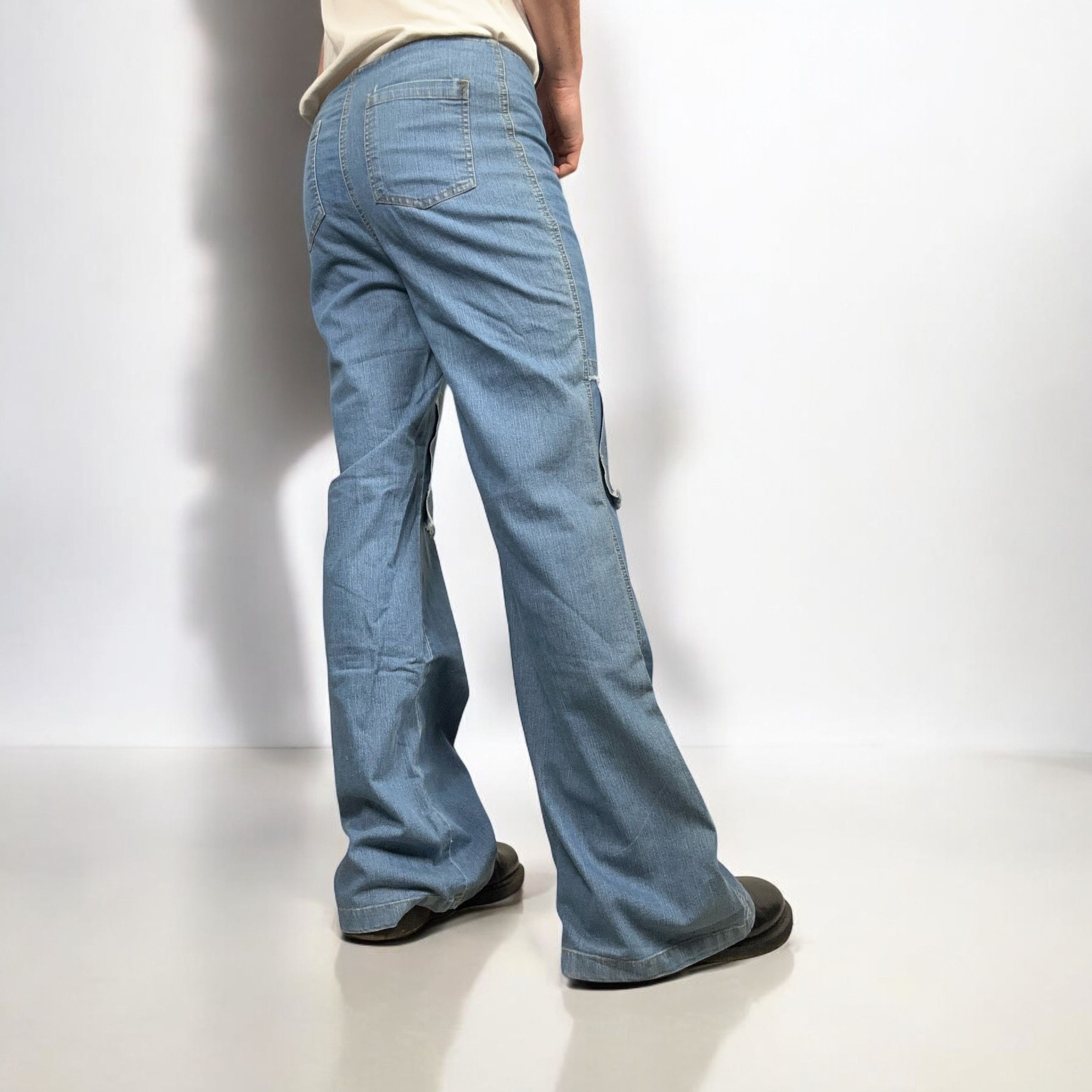 Japanese Brand × Vintage Vintage y2k Flare Bootcut Patchwork Denim Pants Jeans Size US 31 - 5 Thumbnail