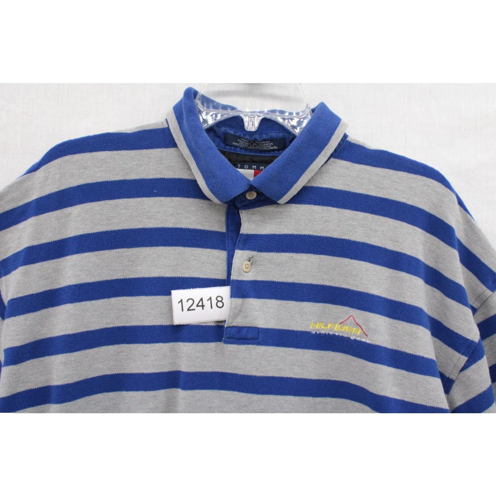 Tommy Hilfiger VINTAGE Tommy Hilfiger Polo Shirt Men's XL Blue Gray Striped Y2K Athletic Retro Size US XL / EU 56 / 4 - 8 Thumbnail