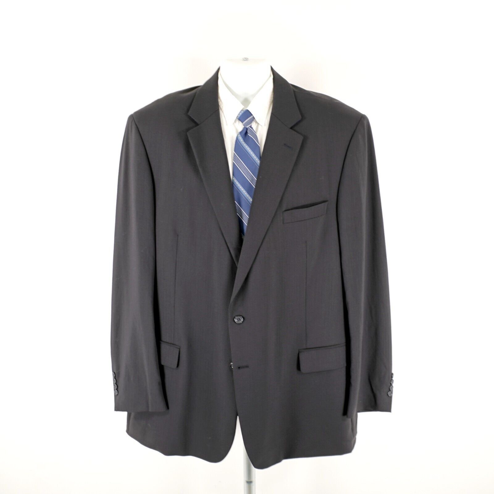 Pronto Uomo Pronto Uomo Comfort Stretch Worsted Wool Black 2 Button Suit Size 48L - 5 Thumbnail