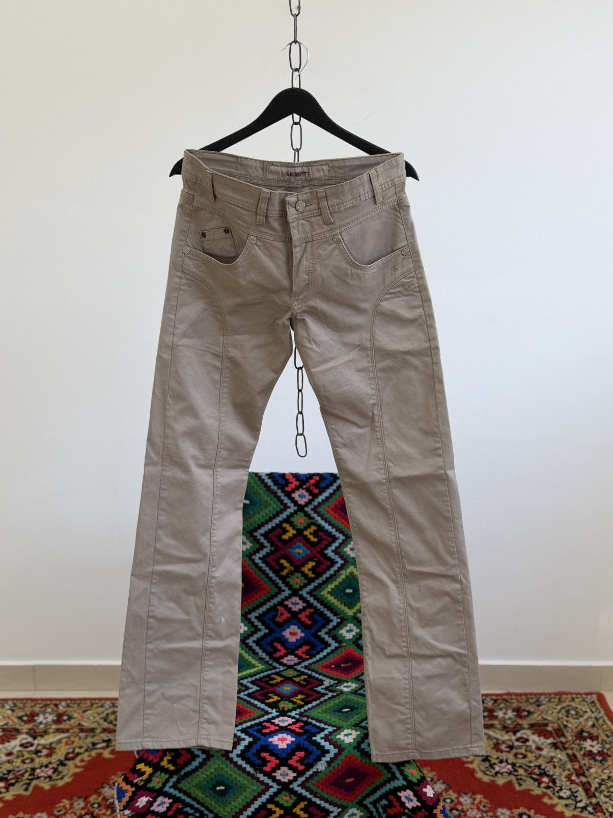 Japanese Brand Vintage Streetwear Flared Bootcut Baggy Beige Y2K Jeans Size US 30 / EU 46 - 1 Thumbnail