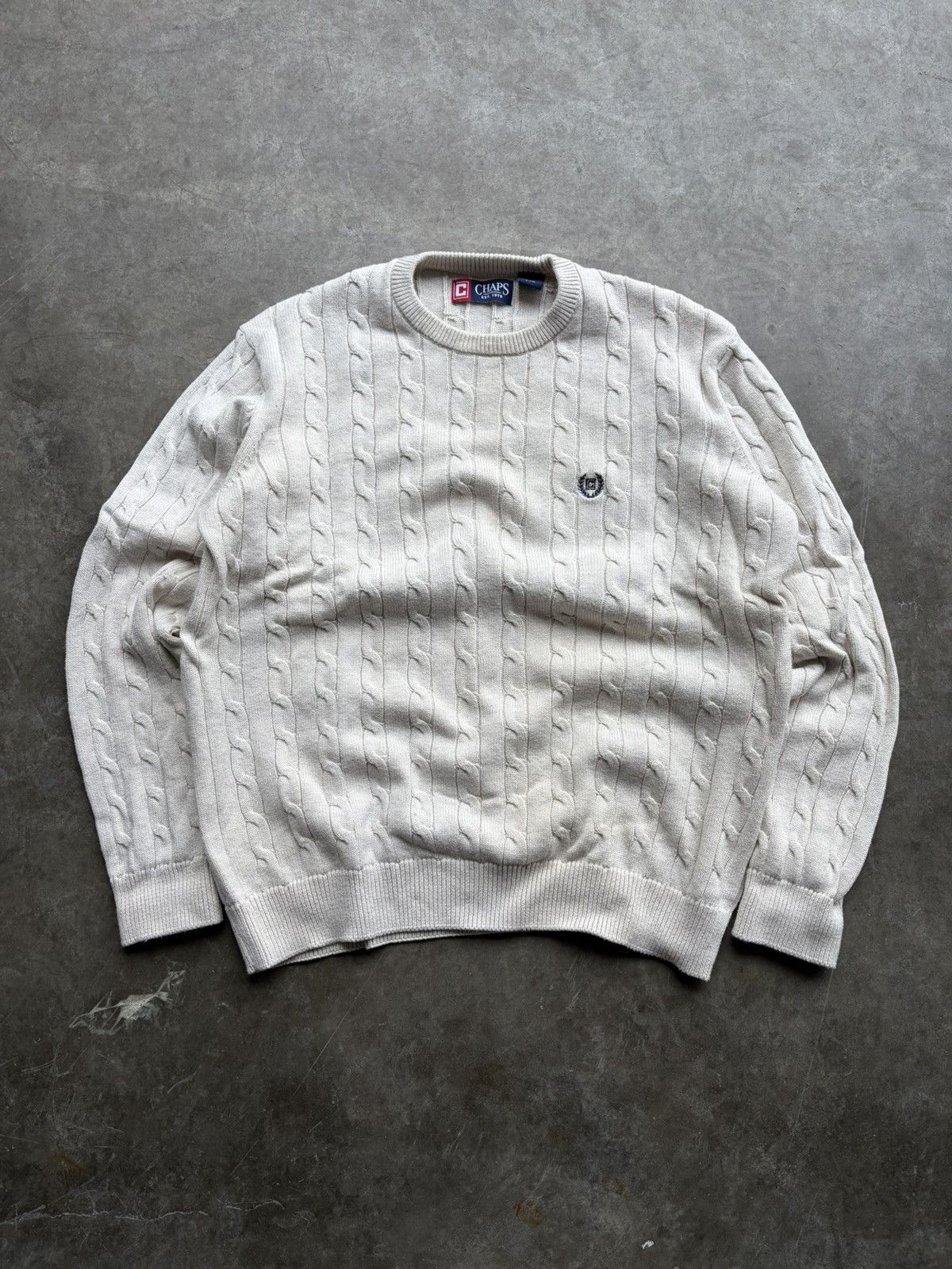 Chaps Chaps Cream Cable Knit Mens Pullover Sweater 1990s Sz L Size US L / EU 52-54 / 3 - 1 Thumbnail