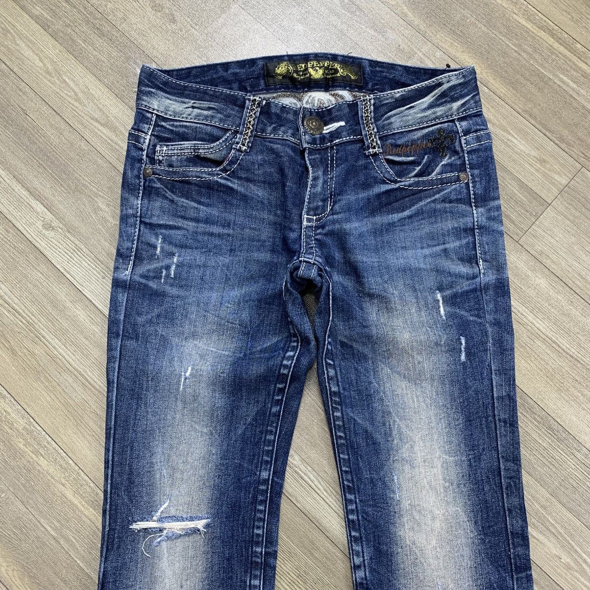 Japanese Brand Y2K Vintage Red Pepper Cross Punk Distressed Skinny Jeans Size US 28 / EU 44 - 8 Thumbnail