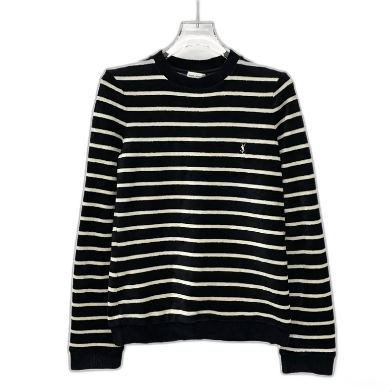 Saint Laurent Paris Saint Laurent Striped Logo Long Sleeve Sweater Size US S / EU 44-46 / 1 - 1 Thumbnail