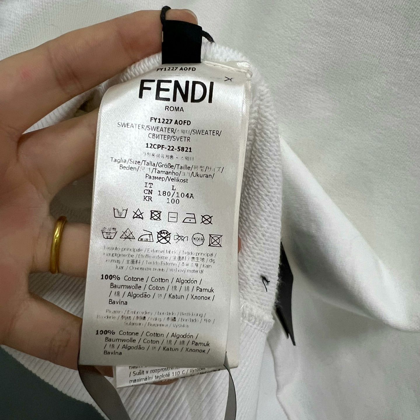 Fendi FENDI White Embroidered Logo Sweatshirt Size US L / EU 52-54 / 3 - 7 Thumbnail