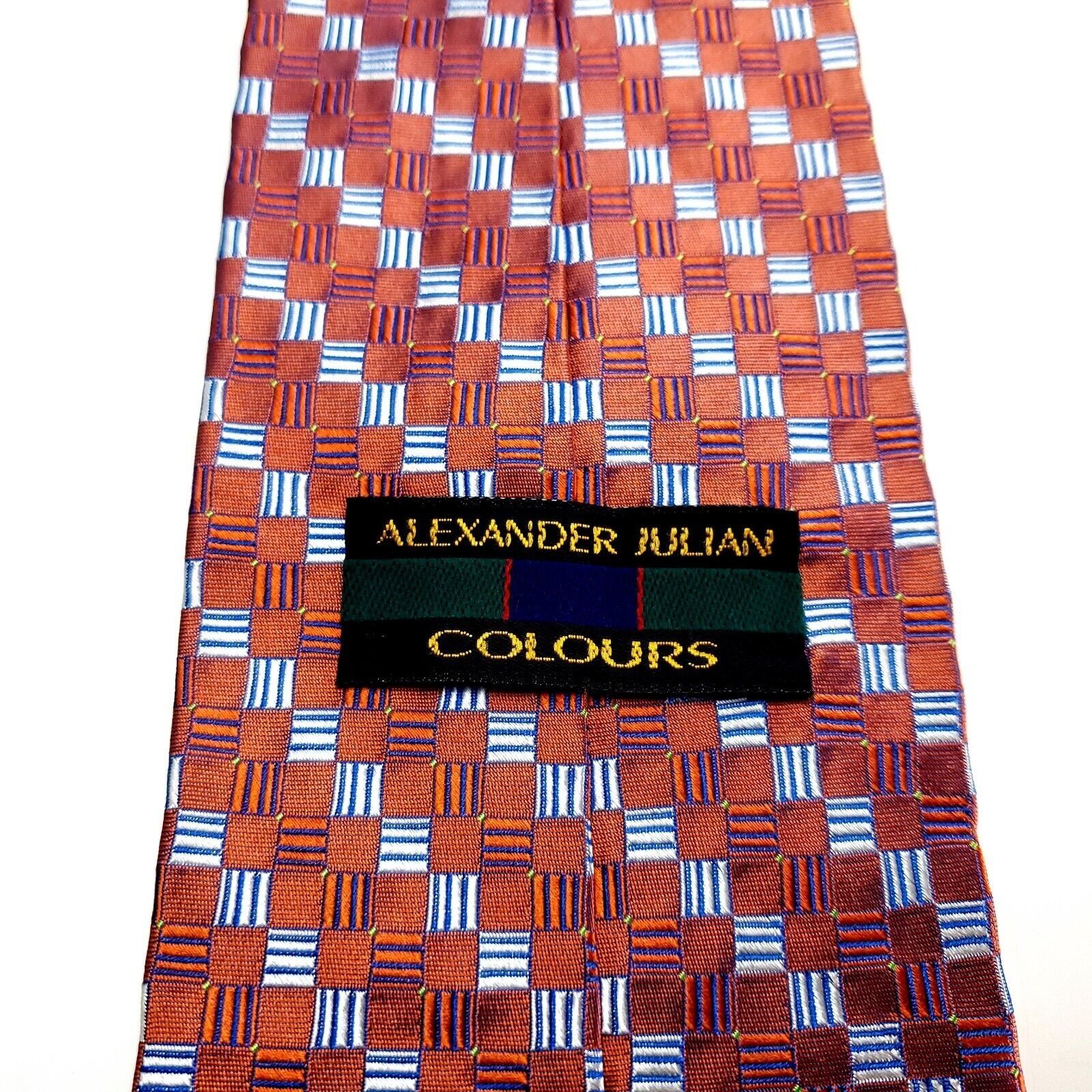 Alexander Julian Alexander Julian Colours Silk Tie Woven Orange Geometric Wid Size ONE SIZE - 3 Thumbnail