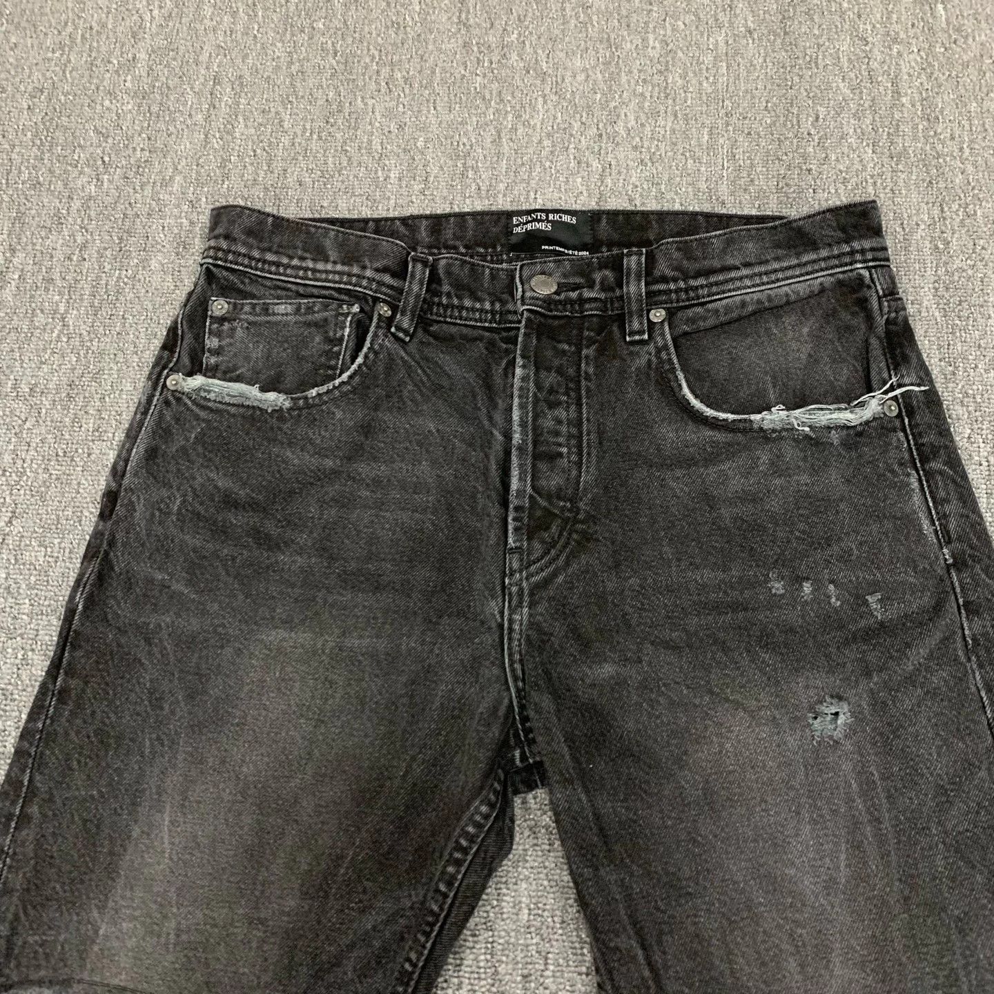 Enfants Riches Deprimes ERD Black Washed Burned Distressed Jeans Size US 31 - 6 Thumbnail