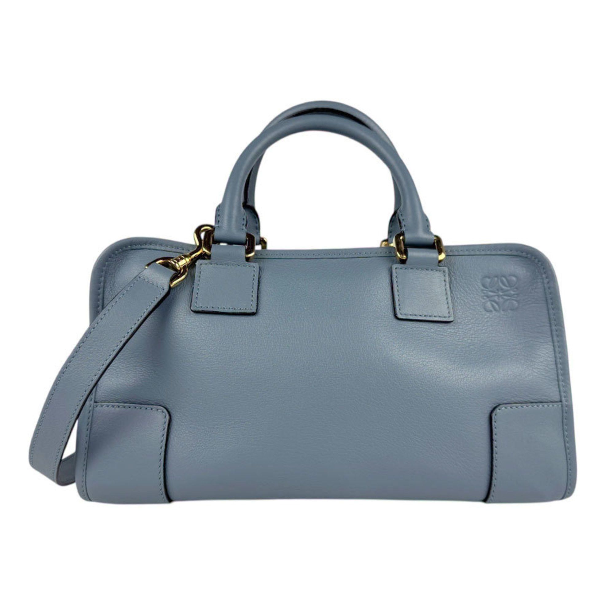 Loewe Shoulder Bag Handbag Amazona 28 Leather Blue Gray Women's Z5278