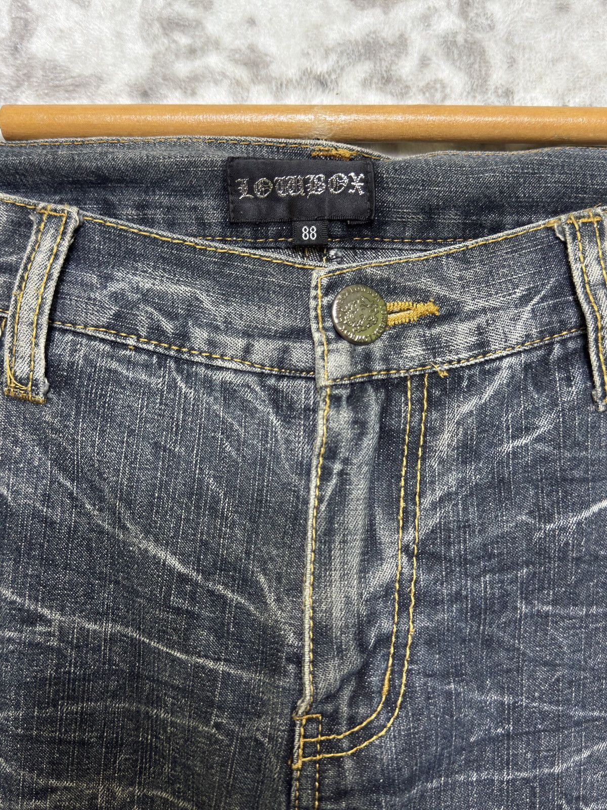 Japanese Brand Vintage Lowbox Flare Acid Wash Paint Splash Distressed Jeans Size US 35 - 8 Thumbnail