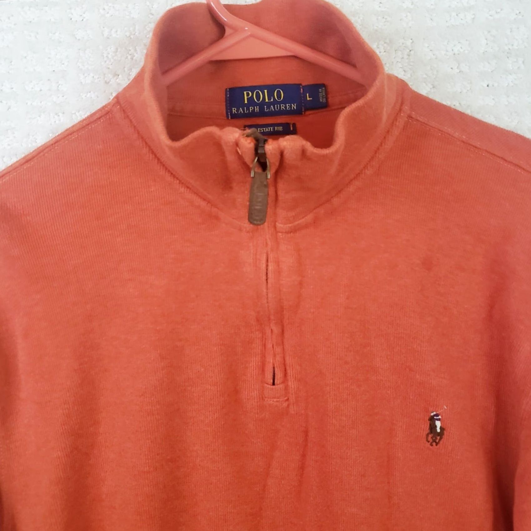 Polo Ralph Lauren Polo Ralph Lauren Pullover Shirt Mens L Orange Cotton 1/4 Zip Mock Neck Rib Knit Cuffs Logo Sweatshirt Jacket Size US L / EU 52-54 / 3 - 3 Thumbnail