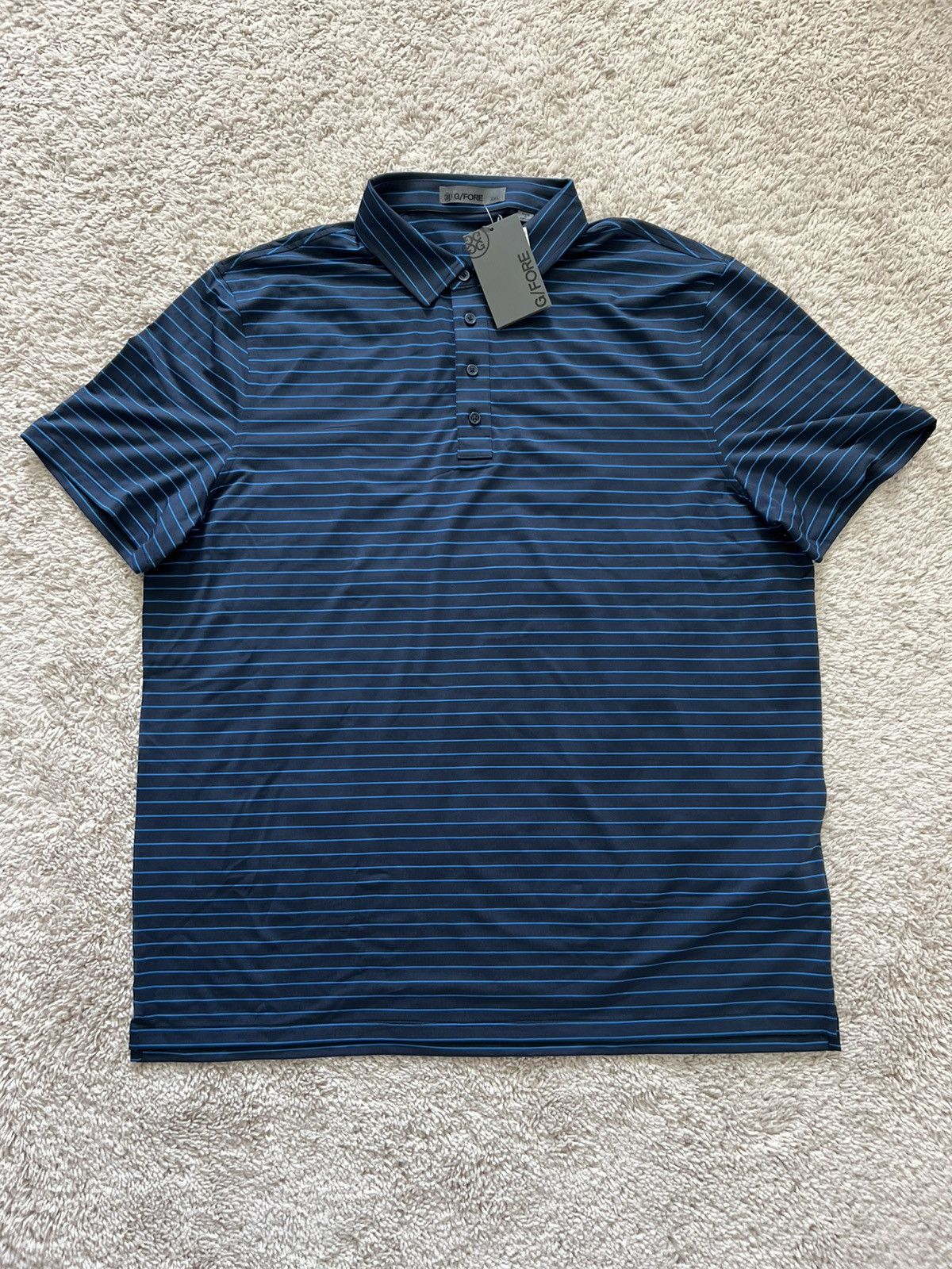 G/FORE G/Fore Pencil Stripe Pique Golf Polo Twilight Blue Wicking Size US XXL / EU 58 / 5 - 3 Thumbnail