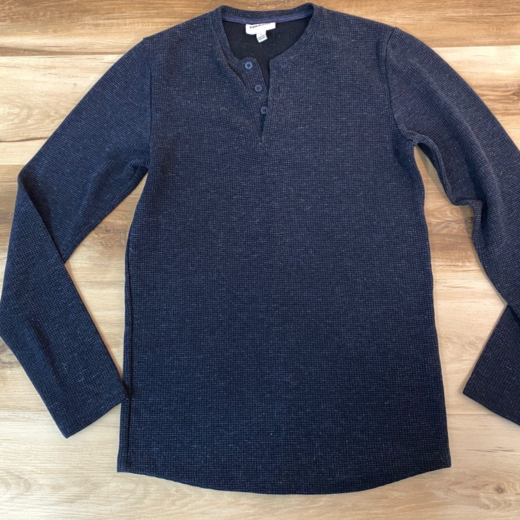 Frank And Oak Frank And Oak Shirt Mens Small Long Sleeve Waffle Knit Henley Shirt Navy Blue Size US S / EU 44-46 / 1 - 3 Thumbnail