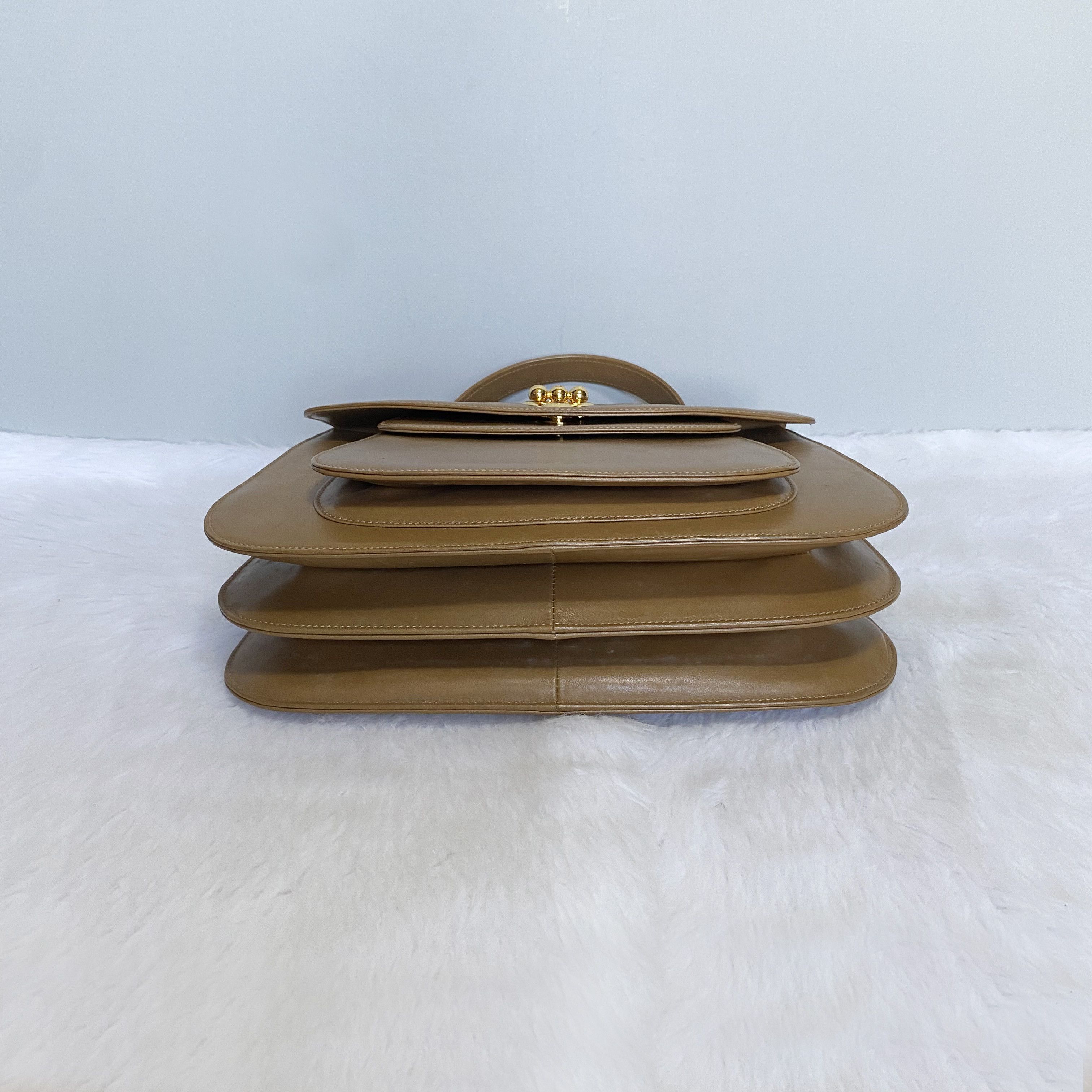 Paloma Picasso Vintage Tan Brown Leather Top Handle Bag Size ONE SIZE - 5 Thumbnail