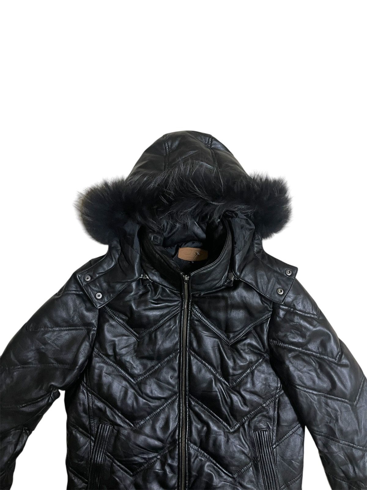 Jackrose Puffer Leather Jacket Attach Fur Hoodie