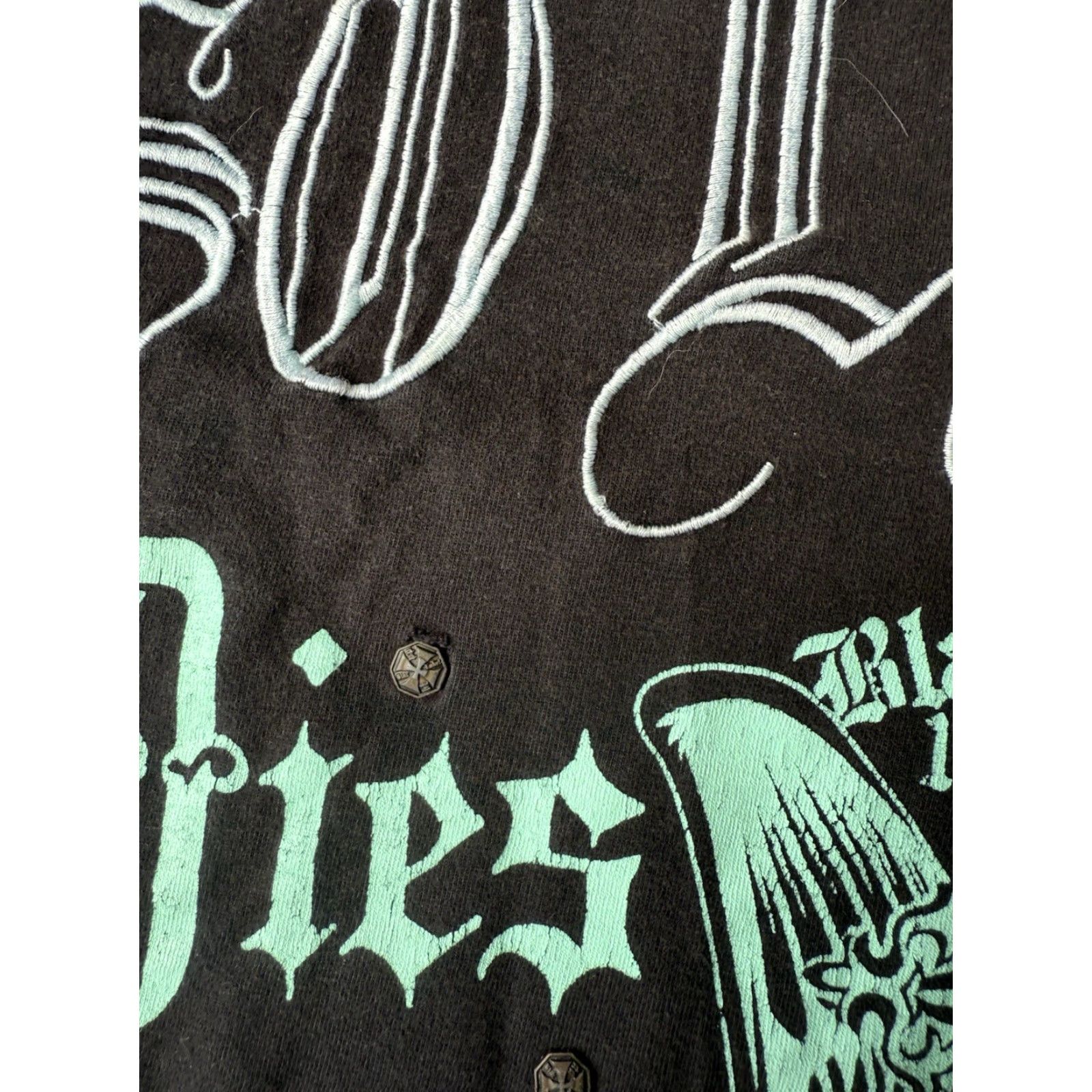 Vintage VINTAGE Black Label Winged Warrior T-Shirt XL Black Crew Neck Short Sleeve Embroidered Logo 90s Grunge Emo Goth Y2K Cyber Mens Mens Size US XL / EU 56 / 4 - 6 Thumbnail