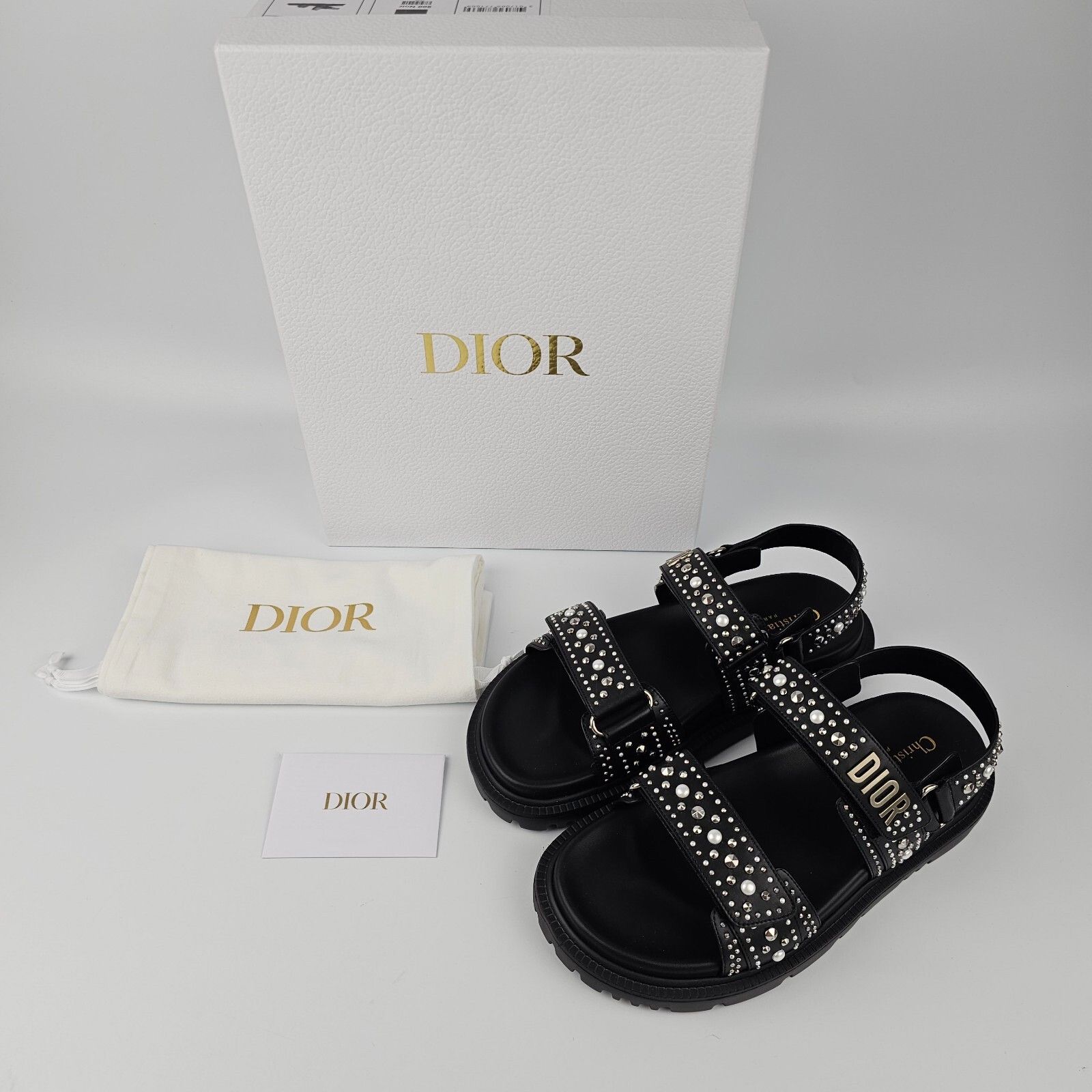 Dior DIOR Dioract Black Leather Studded Sandals New & Authentic ( Size US 9 / IT 39 - 3 Thumbnail