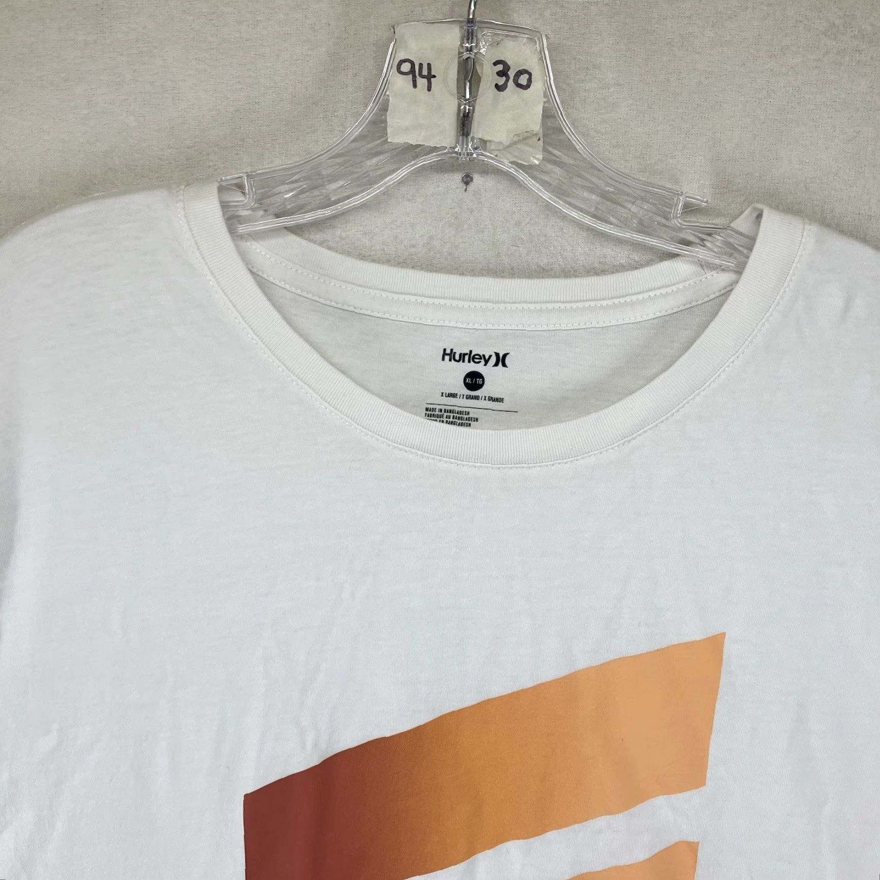 Hurley Hurley Shirt Mens XL White T Shirt Classic Front Graphic Size US XL / EU 56 / 4 - 6 Thumbnail