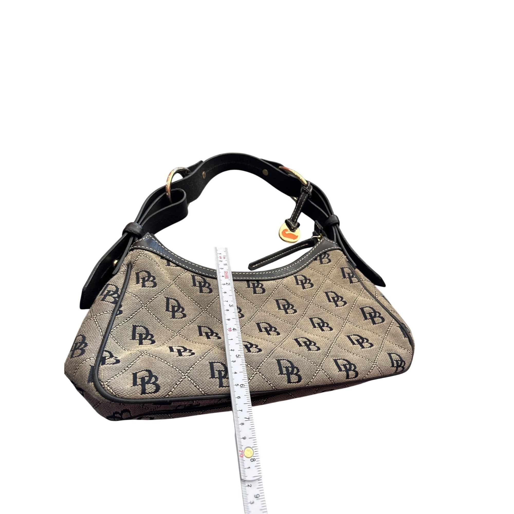 Dooney & Bourke Dooney Bourke Womens Brown Leather Canvas Satchel Handbag SK Size ONE SIZE - 5 Thumbnail