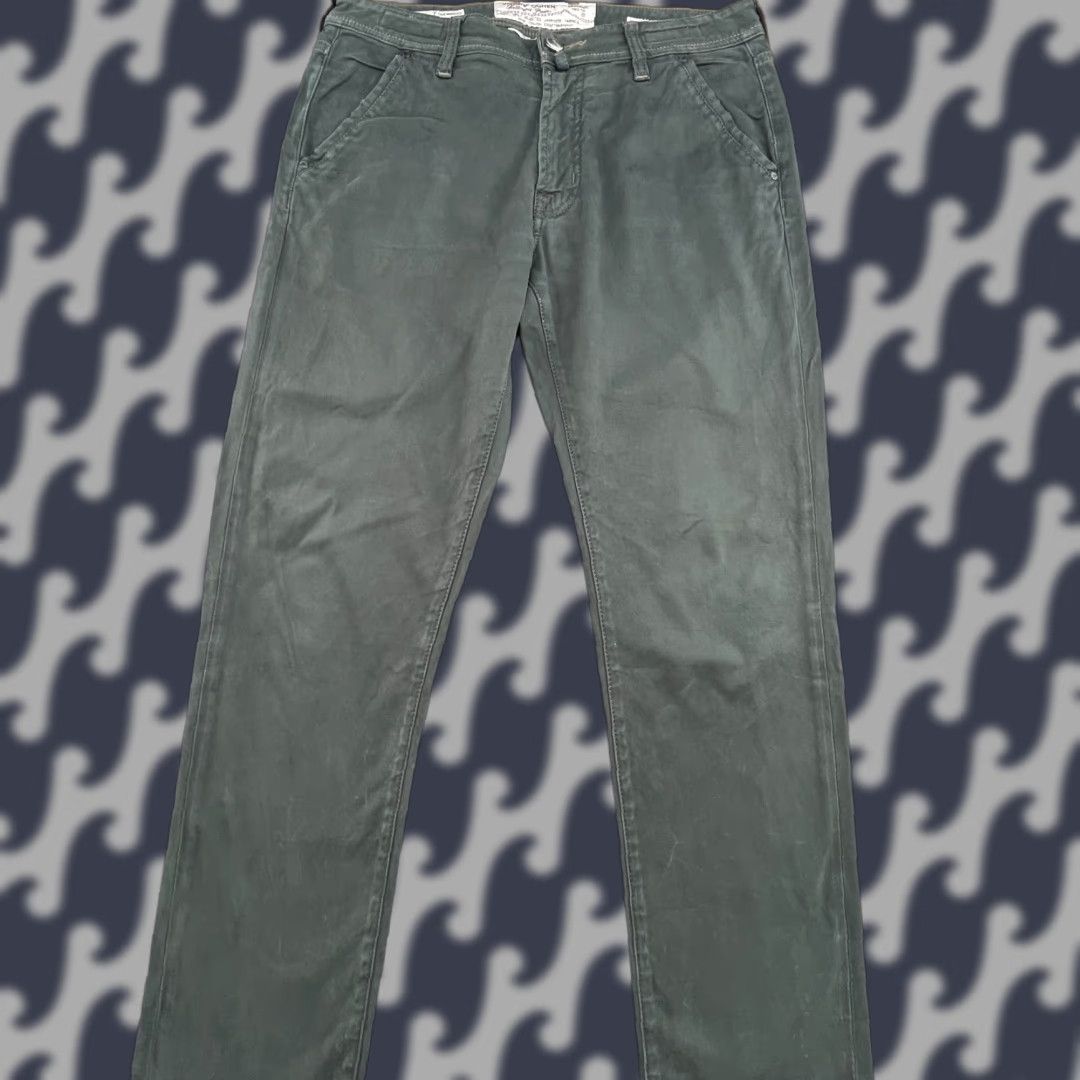 Jacob Cohen Jacob Cohen PW606 Mens Jeans W35 L29.5 Green Denim Straight Mid Rise Comfort Jeans Size US 35 - 1 Thumbnail