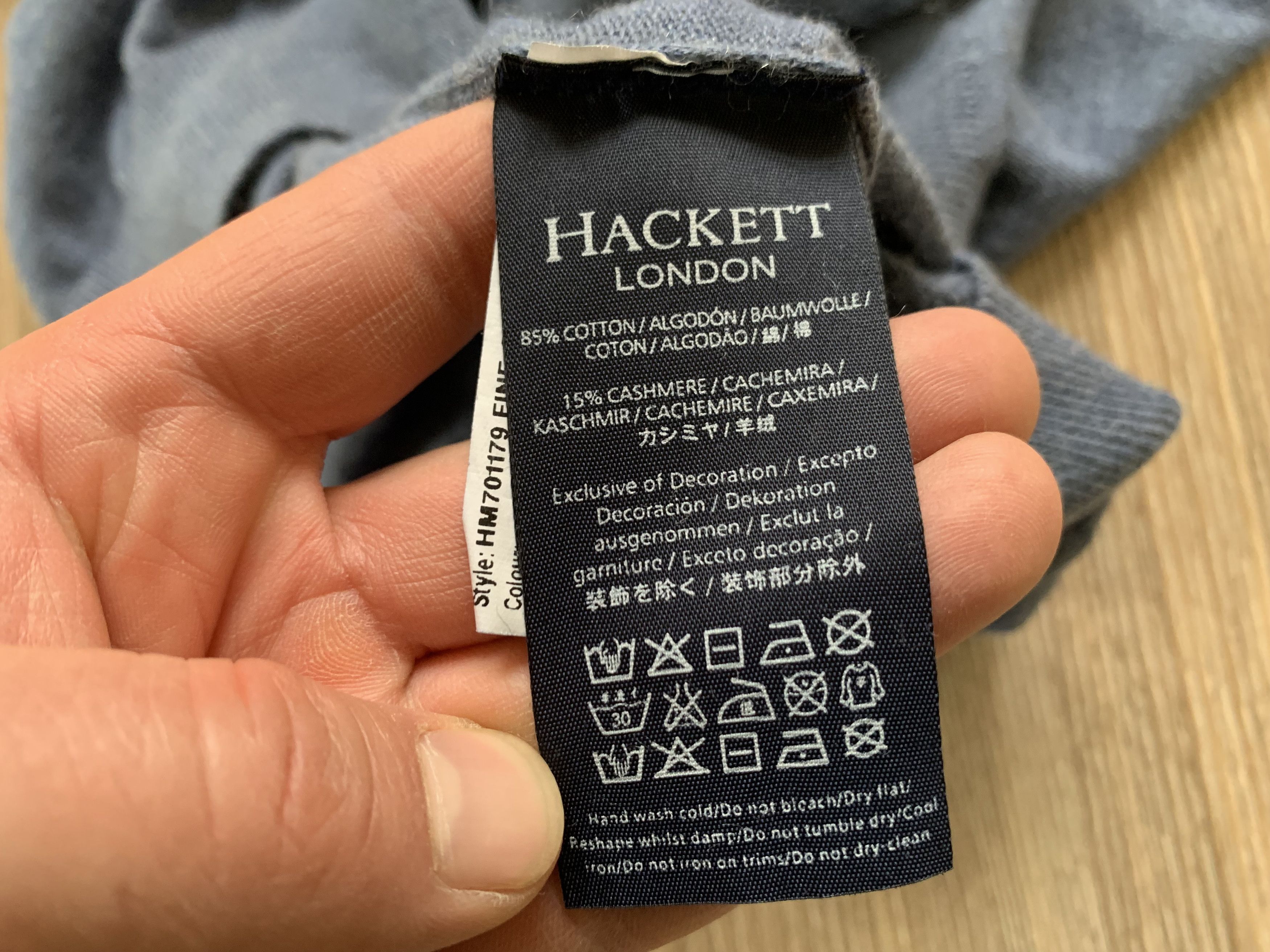 Hackett Hackett London Mens Cotton Cashmere V Neck Jumper Sweater Size US XL / EU 56 / 4 - 7 Thumbnail