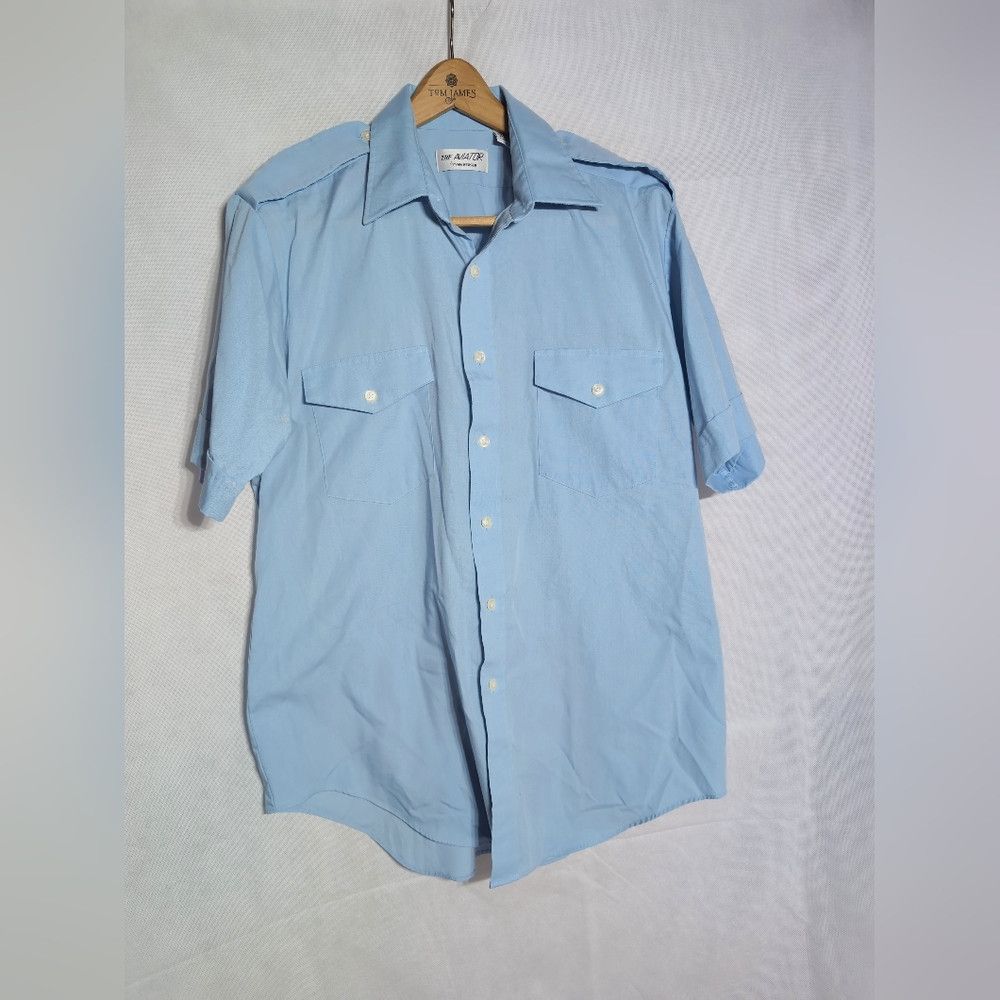 Van Heusen Pilot Uniform The Aviator Light Blue Men's Shirt By Van Hus Size US L / EU 52-54 / 3 - 4 Thumbnail