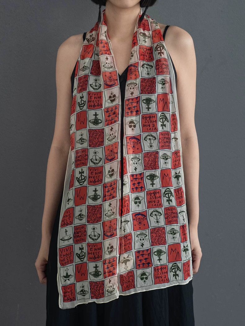 Vivienne Westwood Vivienne Westwood size25*167cm Saturn Skull Silk Scarf Size ONE SIZE - 4 Thumbnail