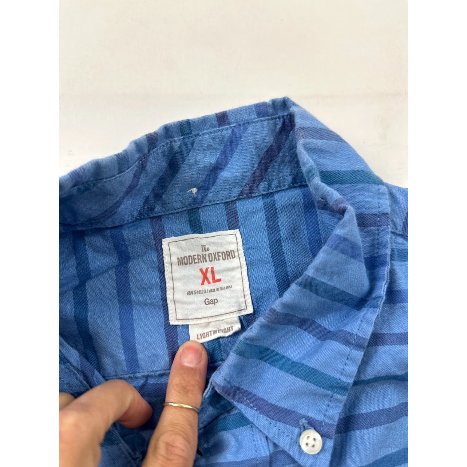 Gap Gap Men's XL Blue Striped Short Sleeve Oxford Shirt Casual Summer Spring Button-Down Size US XL / EU 56 / 4 - 4 Thumbnail