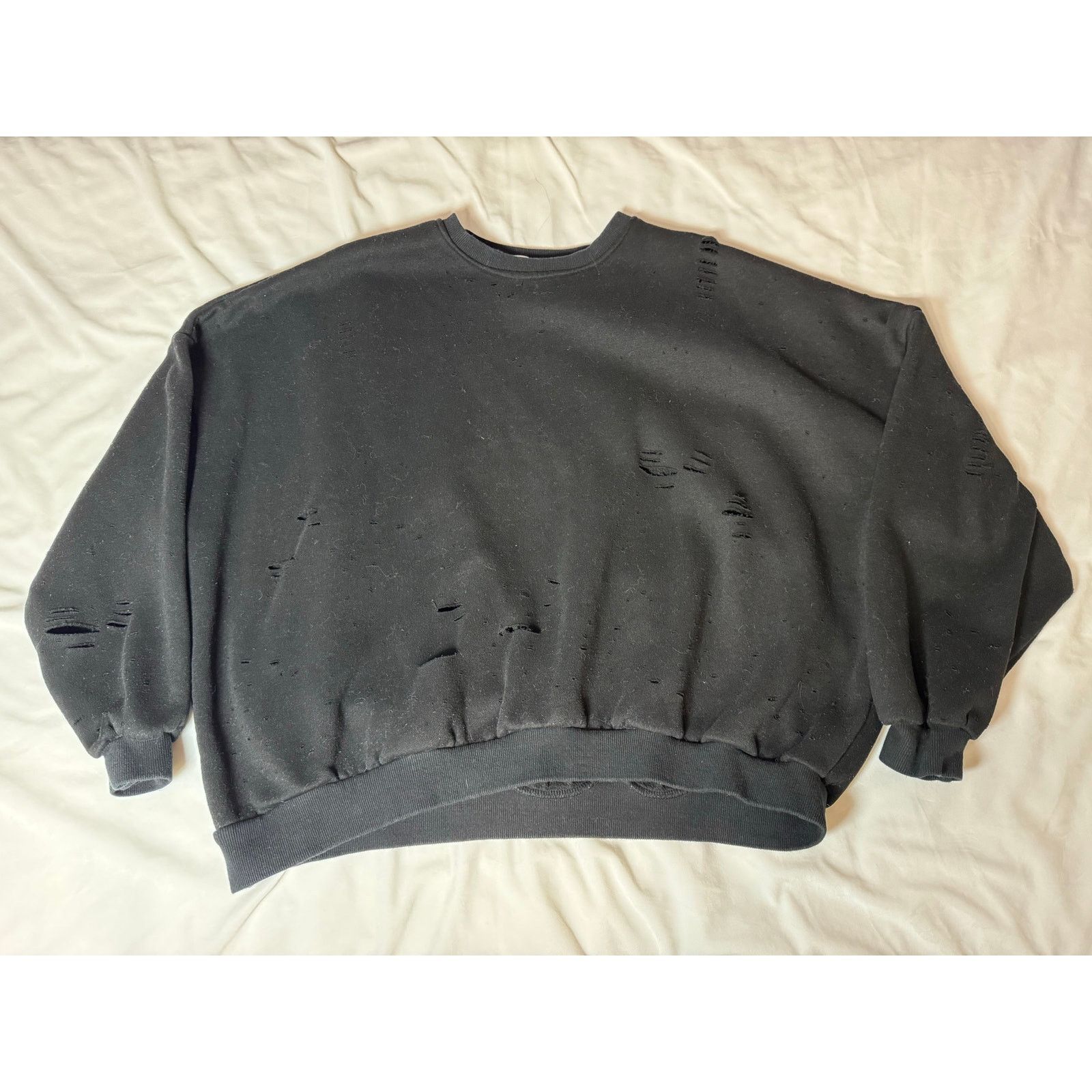 Other June 6th Distressed Black Oversized Pullover Sweatshirt Size M / US 6-8 / IT 42-44 - 5 Thumbnail