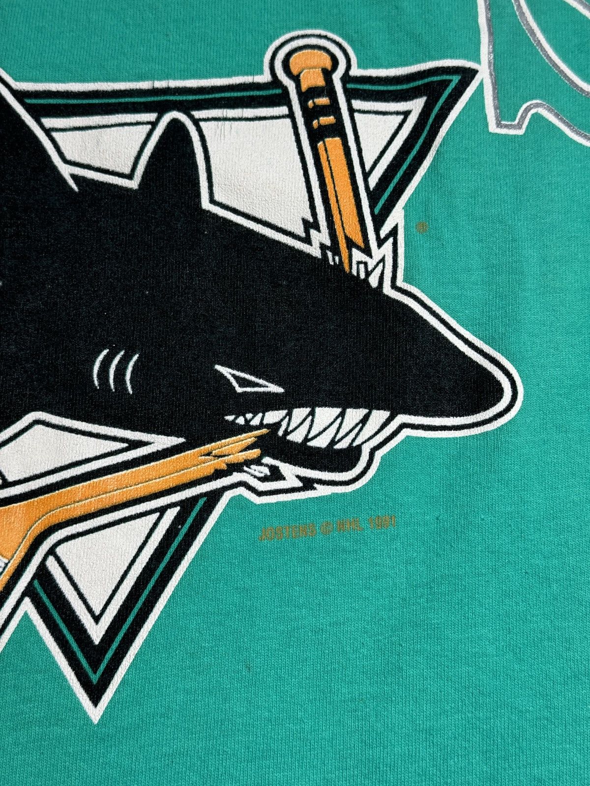 NHL × Starter × Vintage Vintage 90s San Jose Sharks Jostens Starter Mens T Shirt Size US XL / EU 56 / 4 - 3 Thumbnail