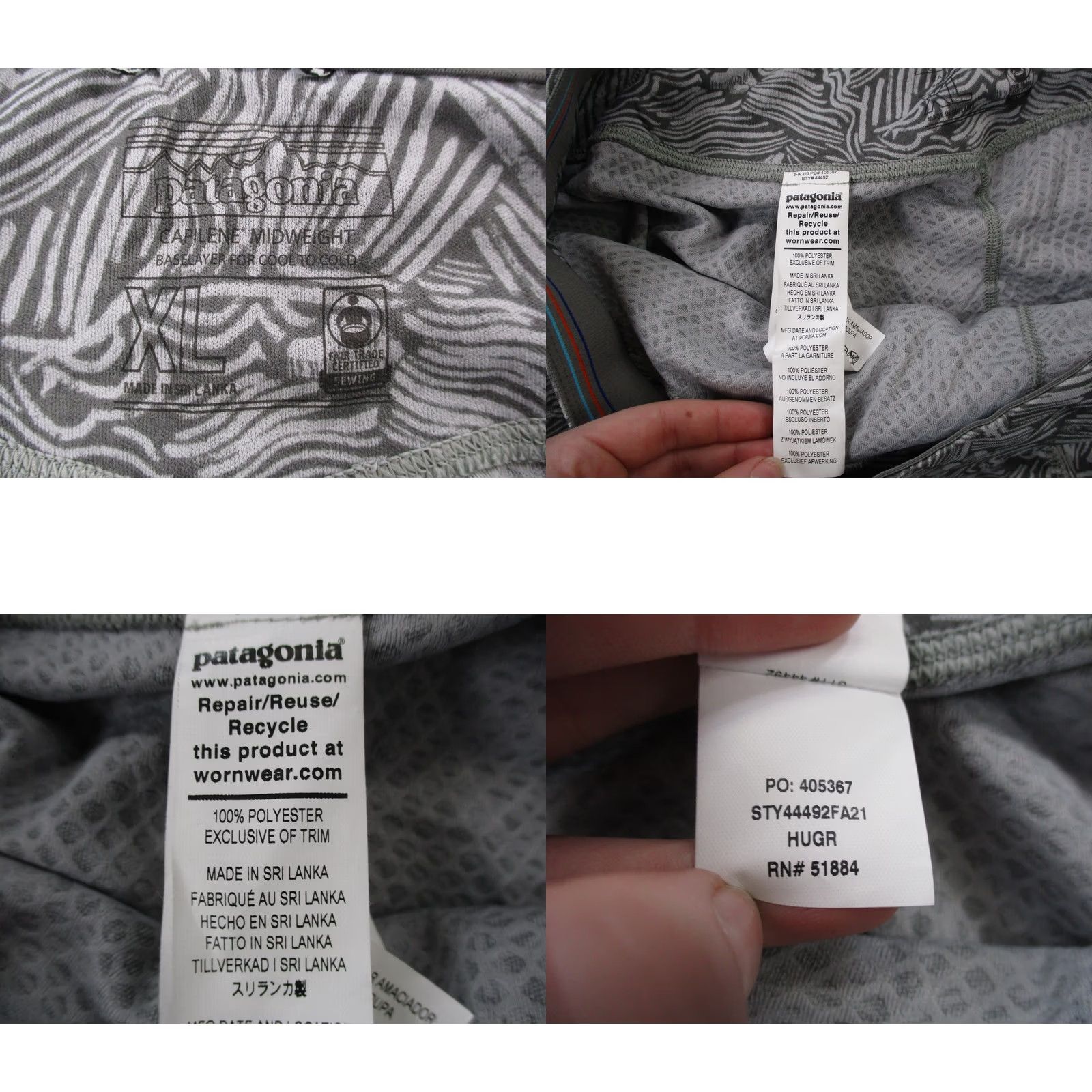Patagonia Patagonia Leggings Womens XL Gray Aztec Capilene Midweight Base Layer 44492 Size 24" / US 00 / IT 34 - 8 Thumbnail