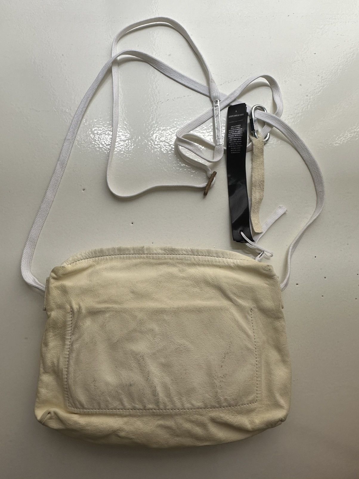 Boris Bidjan Saberi Primitive S Small Messenger Bag in White, Men's