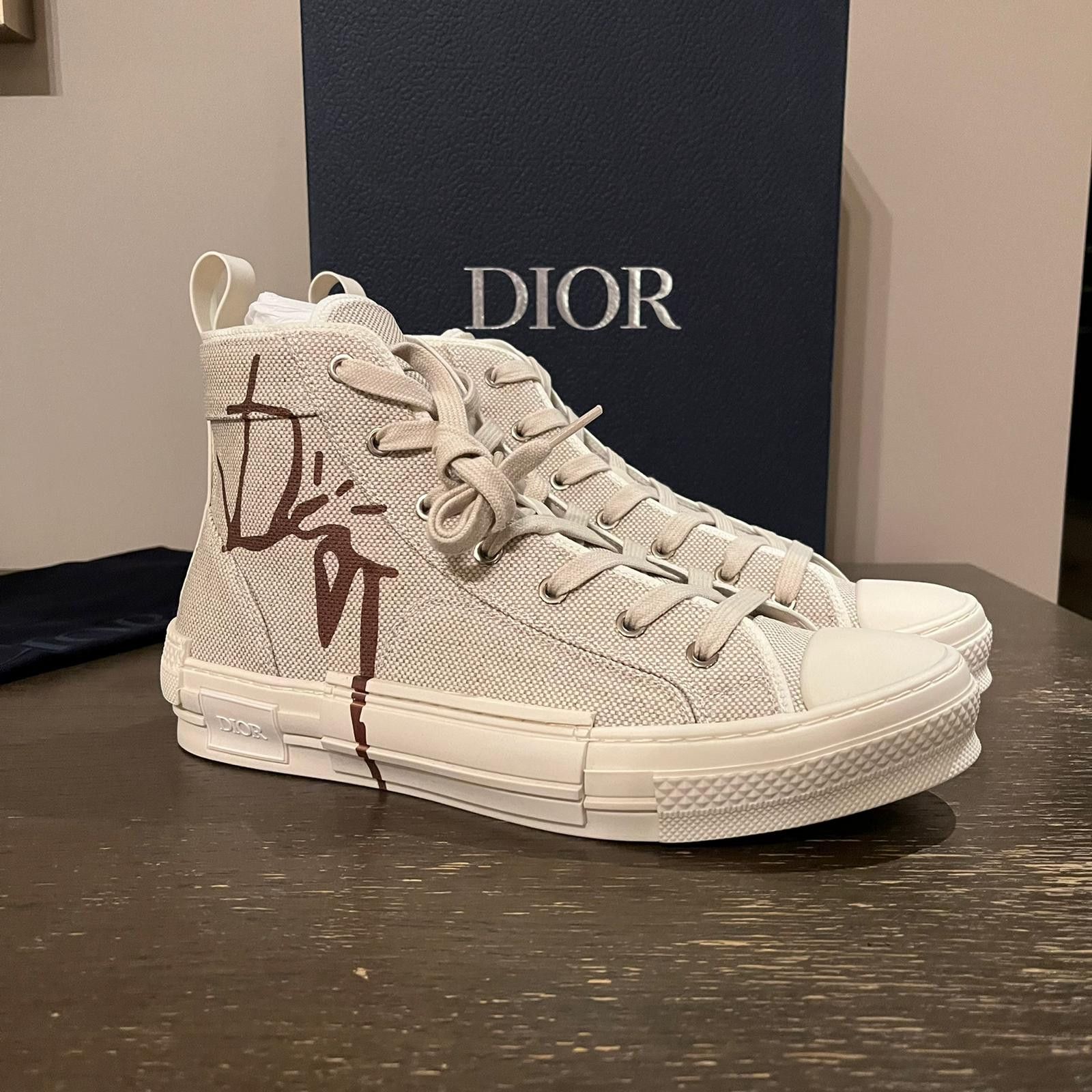 Dior × Travis Scott o1rshd1 Cactus Jack B23 High Top Logo Sneakers in Off White Size US 9 / EU 42 - 11 Thumbnail