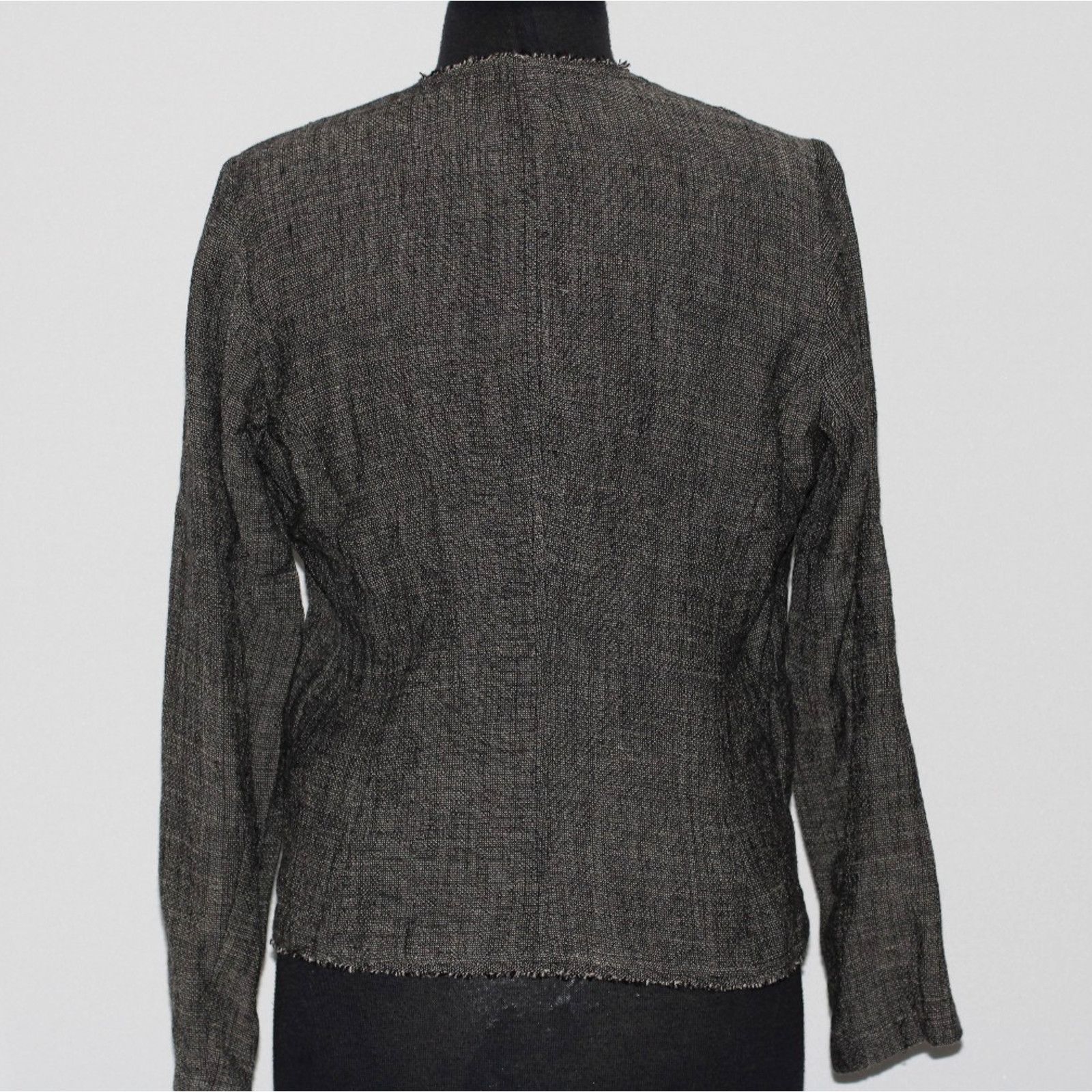 Eileen Fisher EILEEN FISHER Open Front Tweed Linen Blazer Jacket Size PS Size S / US 4 / IT 40 - 3 Thumbnail