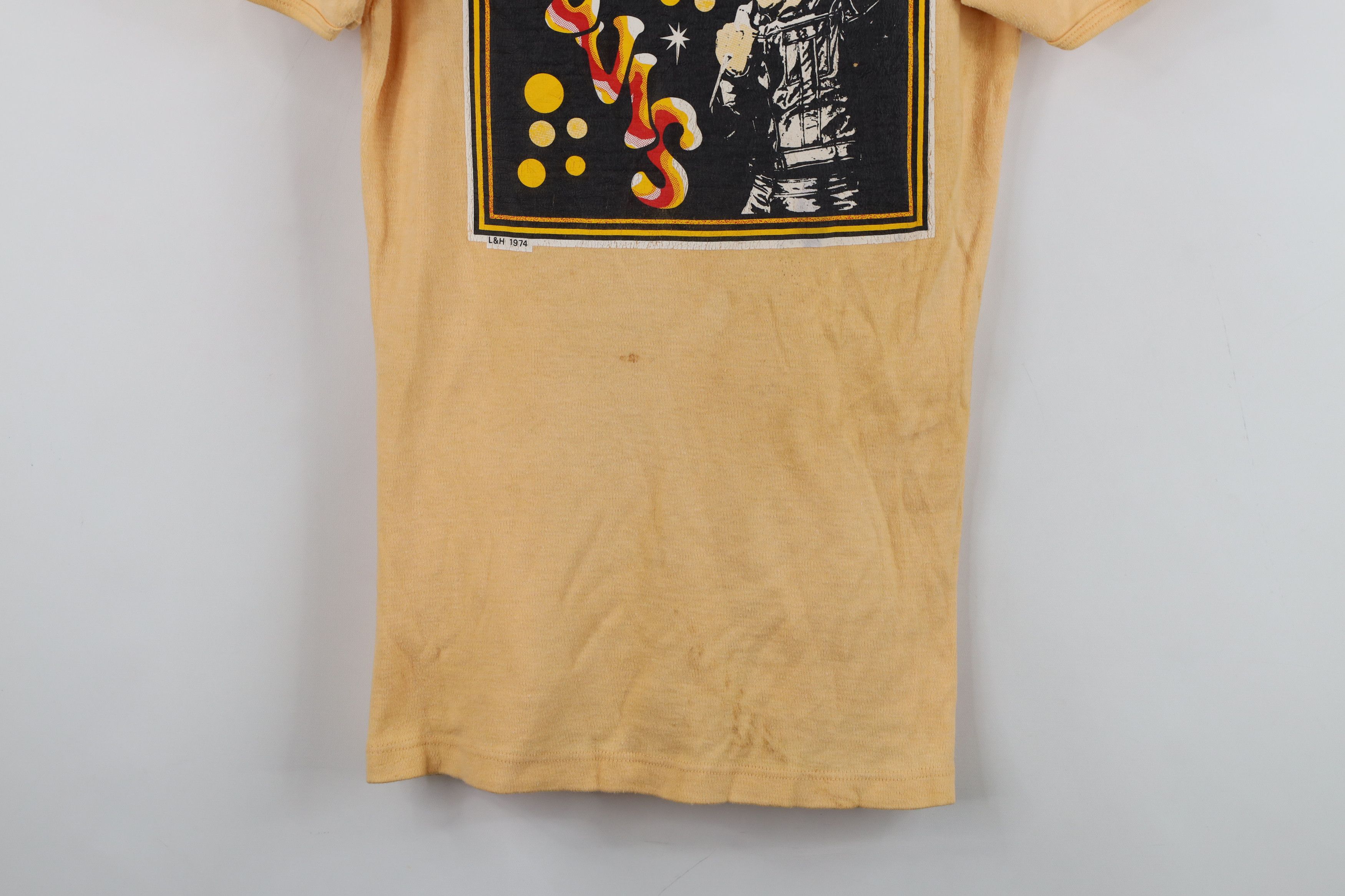 Vintage Vintage 70s 1974 Elvis Presley Ringer T-Shirt Peach Size M / US 6-8 / IT 42-44 - 3 Thumbnail