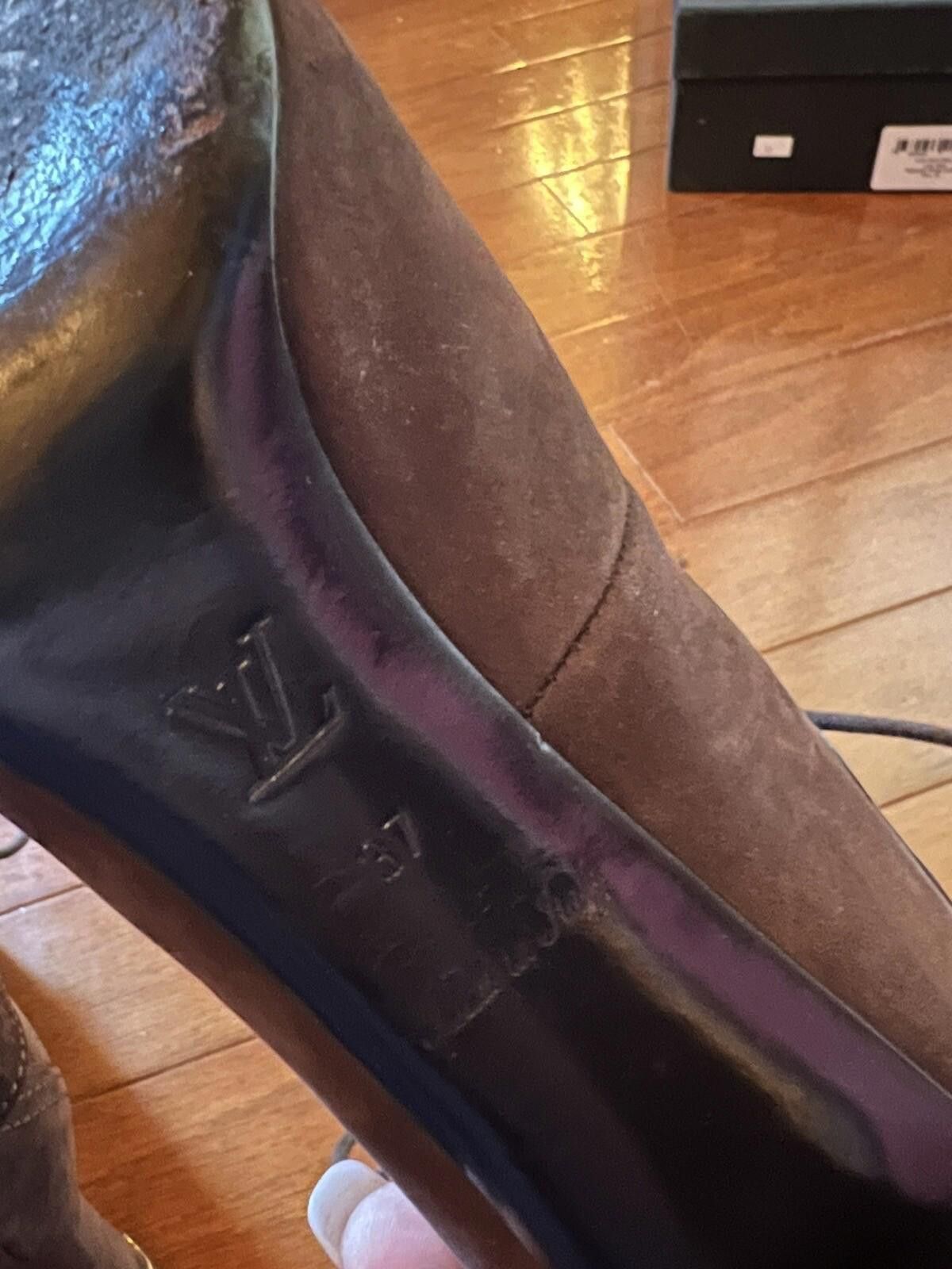 Louis Vuitton Louis Vuitton Brown Suede Monogram Combat Boots Heels Sz 37 Size US 7 / IT 37 - 10 Thumbnail
