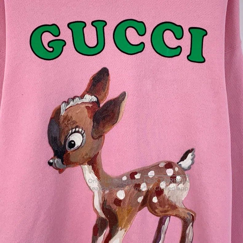 Gucci Gucci Pink floral deer printed cotton round-neck long-slee Size S / US 4 / IT 40 - 4 Thumbnail