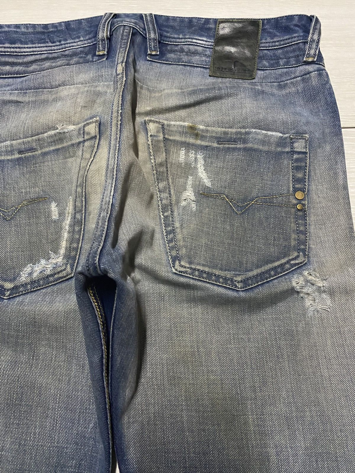 Diesel Black Gold Vintage Diesel Blue Eyecons Y2K Mud Wash Ripped Skinny Jeans Size US 32 / EU 48 - 10 Thumbnail