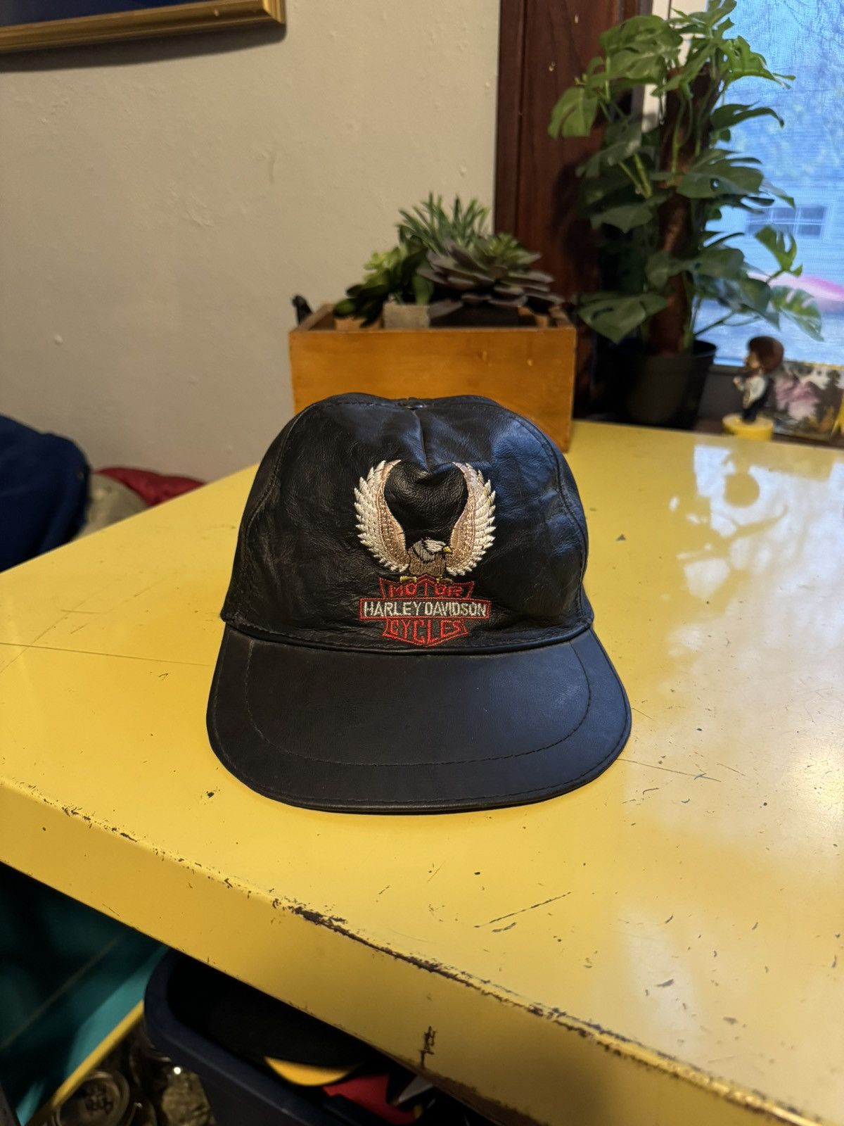 Harley Davidson × Vintage Vintage Harley Davidson Leather Hat Size ONE SIZE - 1 Thumbnail