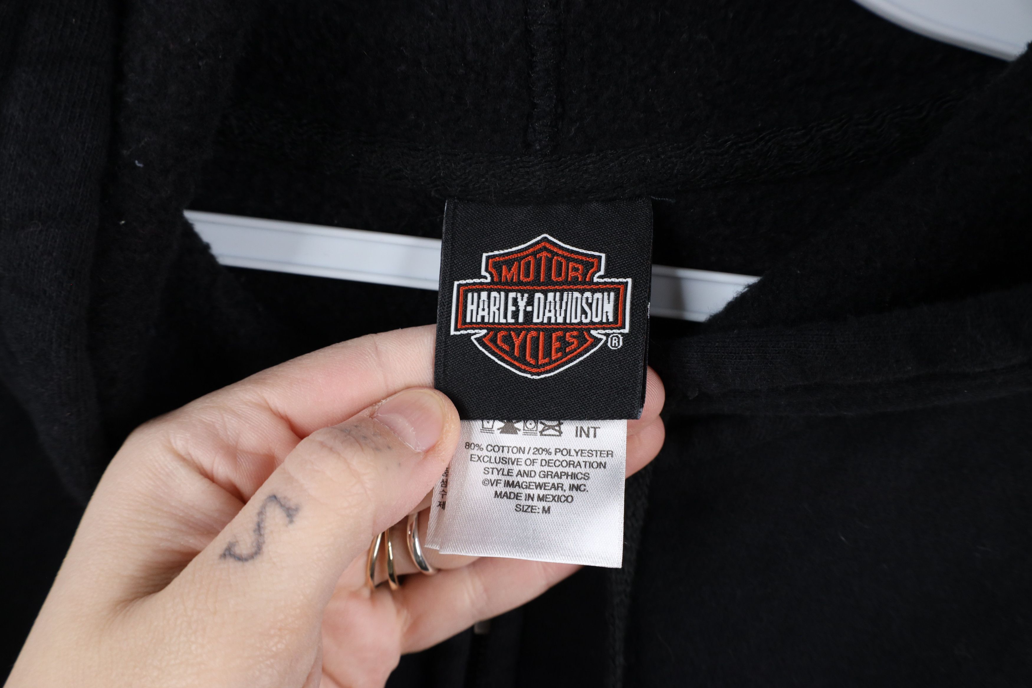 Harley Davidson × Vintage Vintage Y2K Harley Davidson Spell Out Full Zip Hoodie Black Size M / US 6-8 / IT 42-44 - 8 Thumbnail