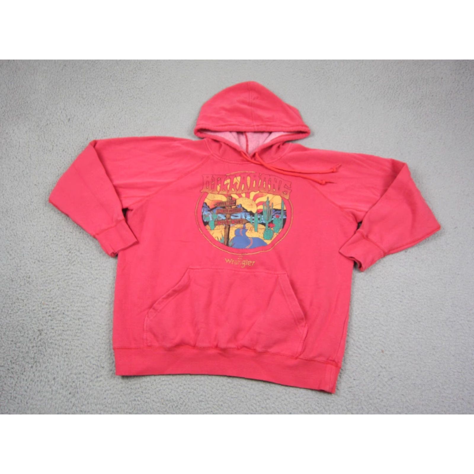Billabong Billabong x Wrangler Hoodie Mens M Pink 90s Pullover Sweatshirt Hooded Graphic Print Pockets Regular Fit Shirt/Hoody Size US M / EU 48-50 / 2 - 2 Thumbnail