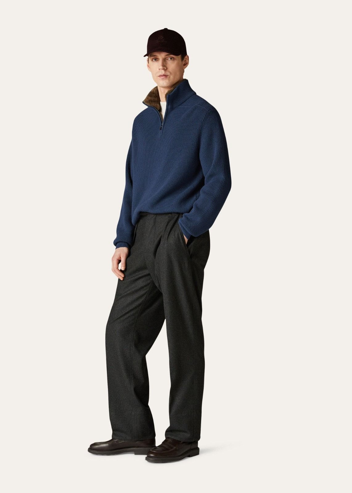Loro Piana o1srvl11e1224 Mezzocollo Half Zip Sweater in Navy Blue Size US XL / EU 56 / 4 - 3 Thumbnail